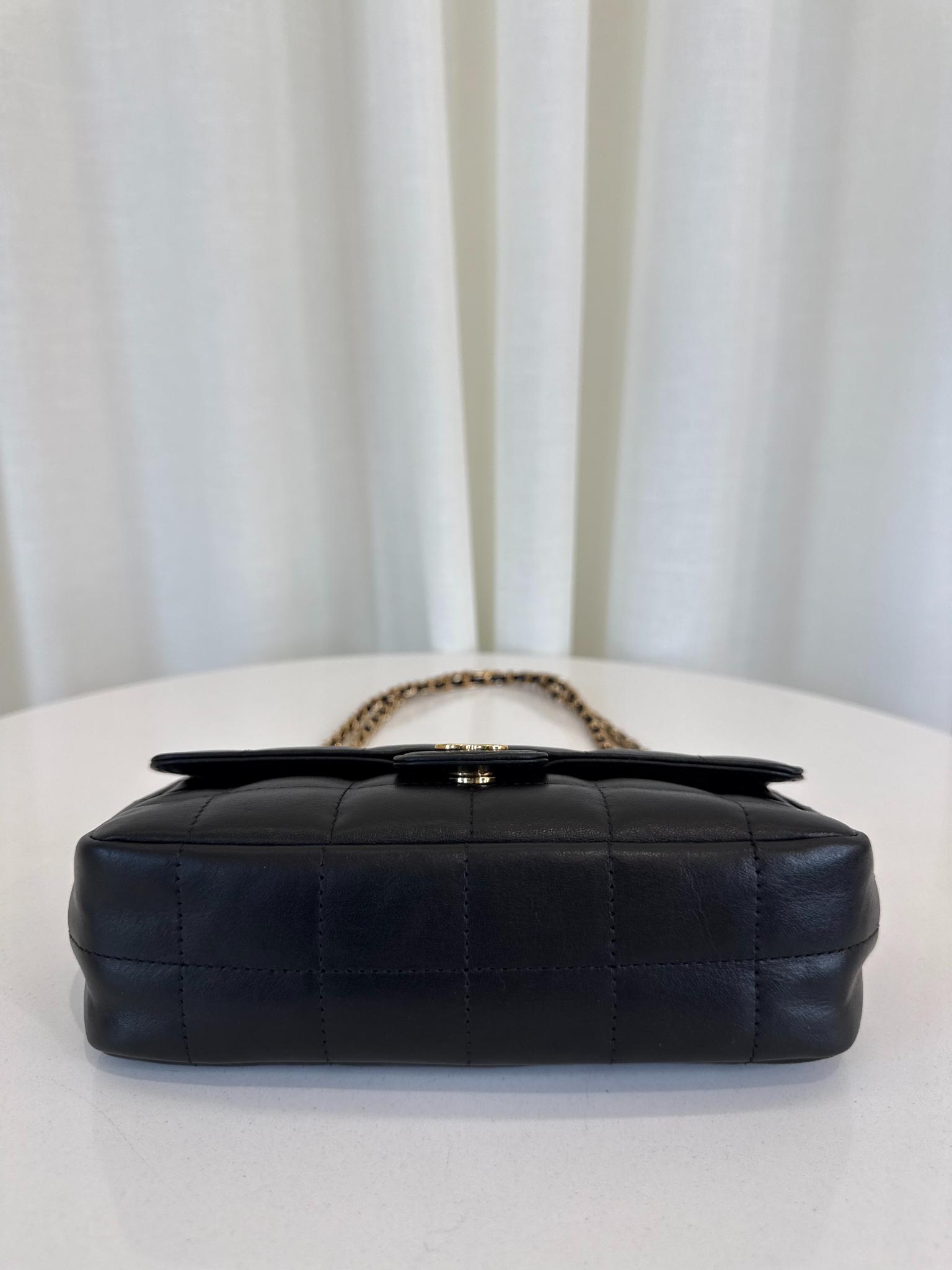Chanel Black Lambskin Chocolate Bar Mini Flap Bag