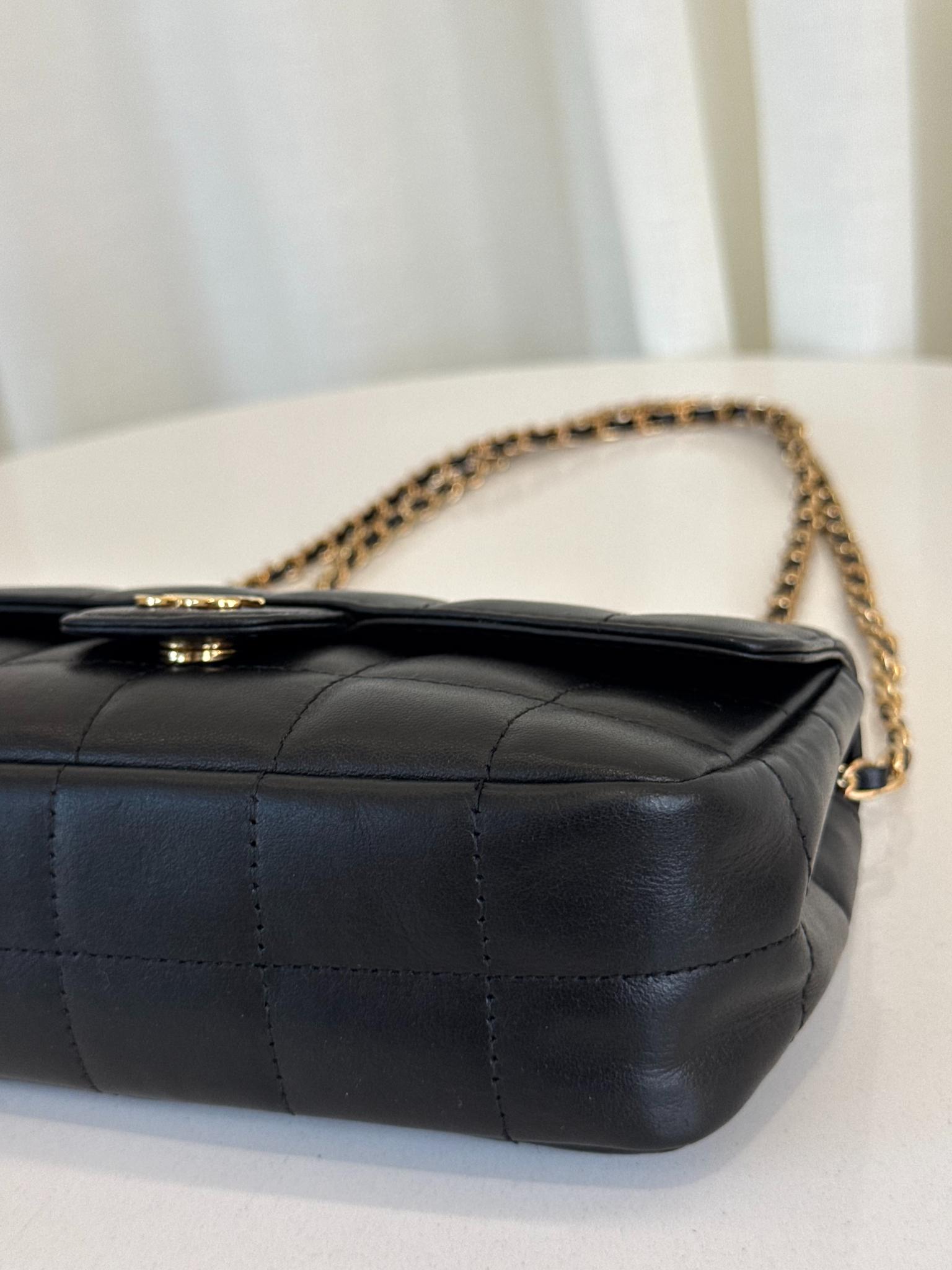 Chanel Black Lambskin Chocolate Bar Mini Flap Bag