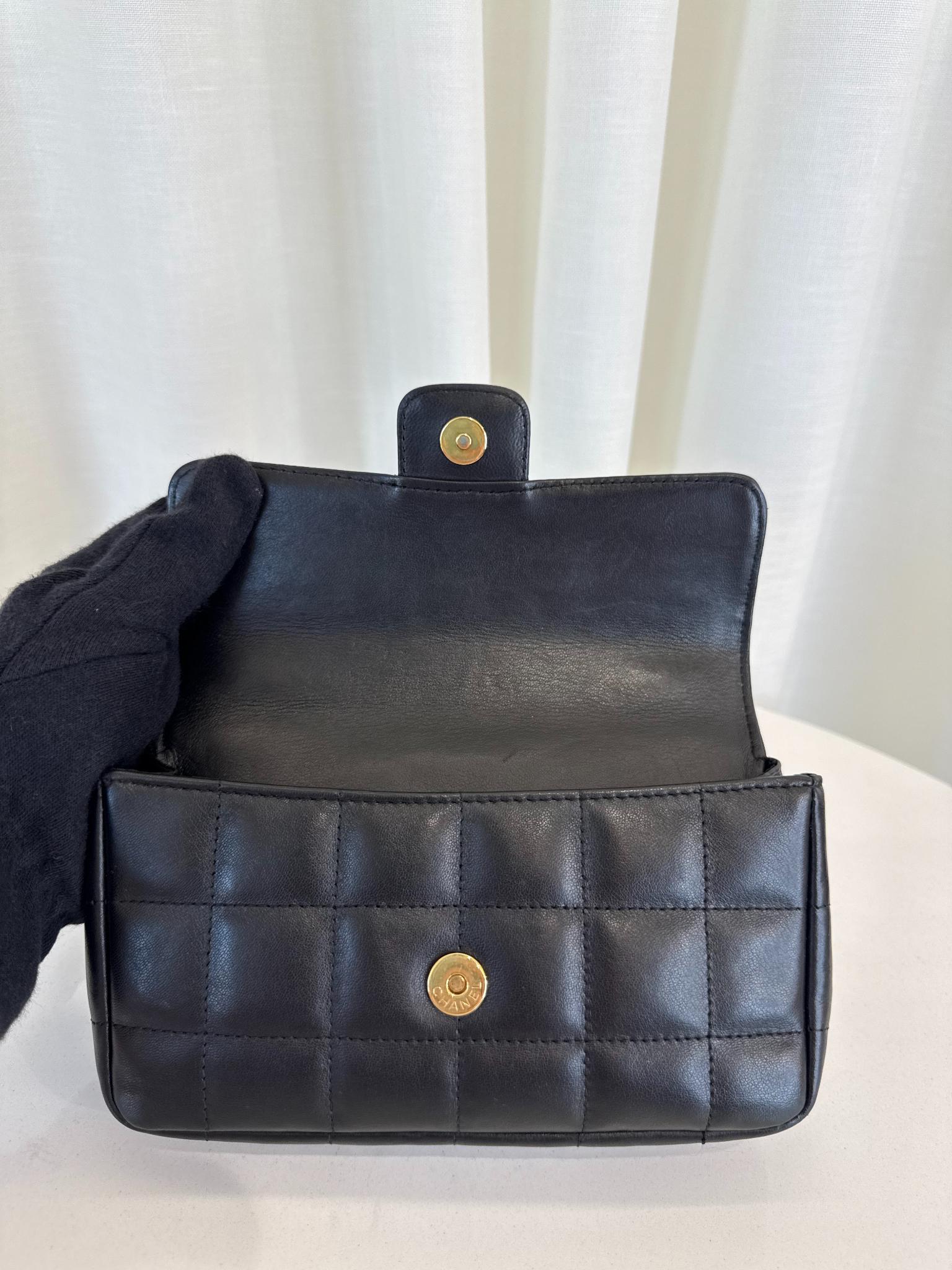 Chanel Black Lambskin Chocolate Bar Mini Flap Bag