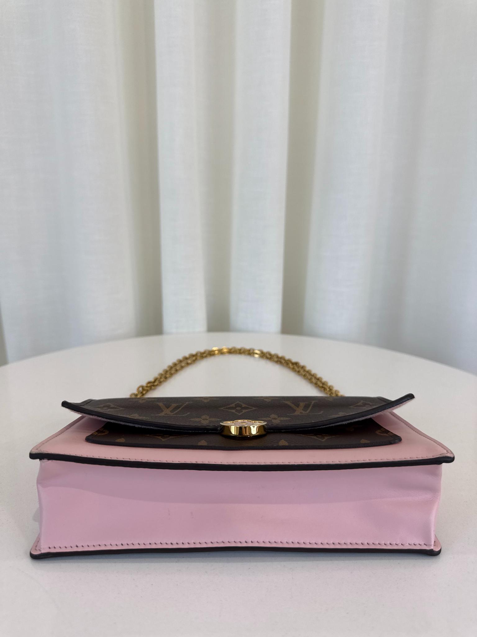 Louis Vuitton Flore Monogram Canvas/Rose Ballerine Wallet on Chain