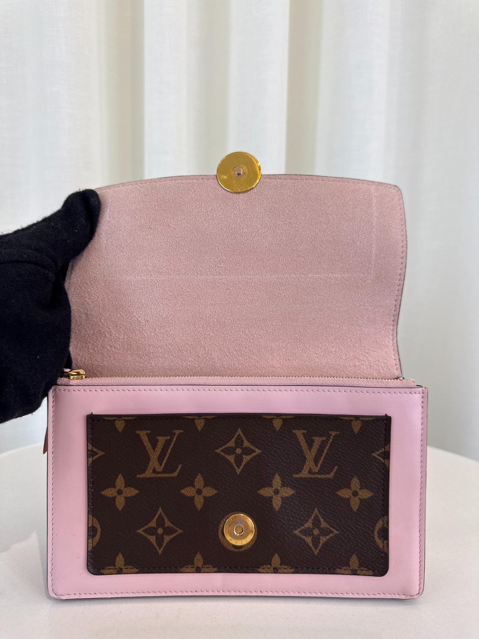 Louis Vuitton Flore Monogram Canvas/Rose Ballerine Wallet on Chain