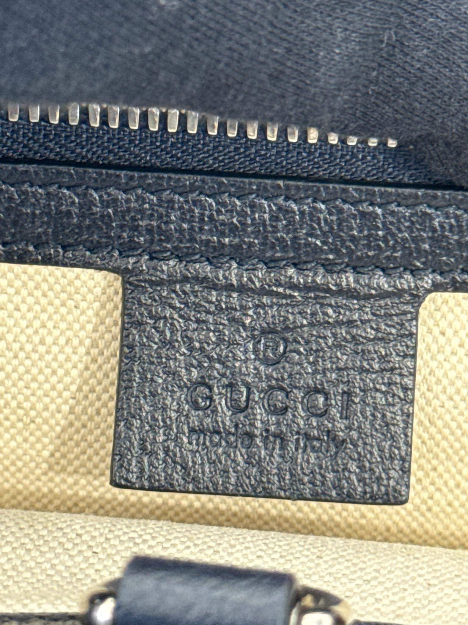 Gucci Monogram Blue GG Canvas/Calfskin Retro Tote Bag