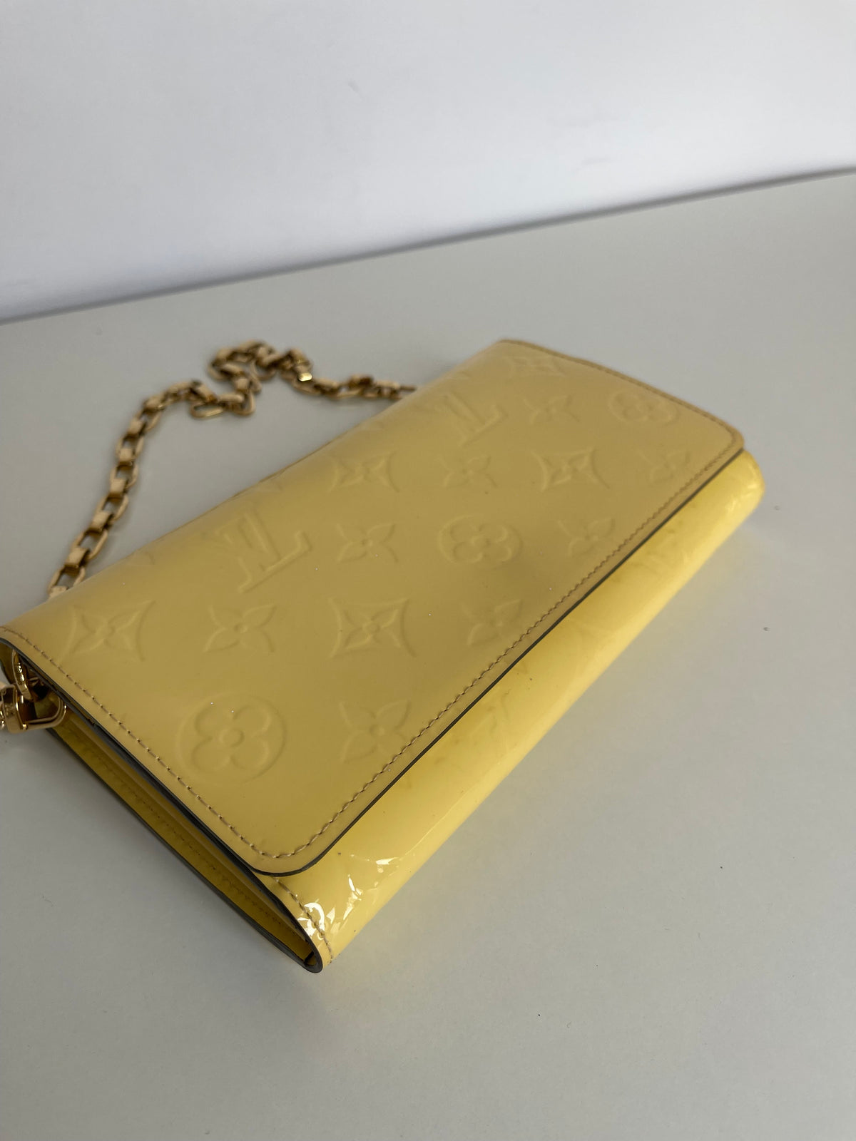 Louis Vuitton Citrine Monogram Vernis Chain Wallet Bag