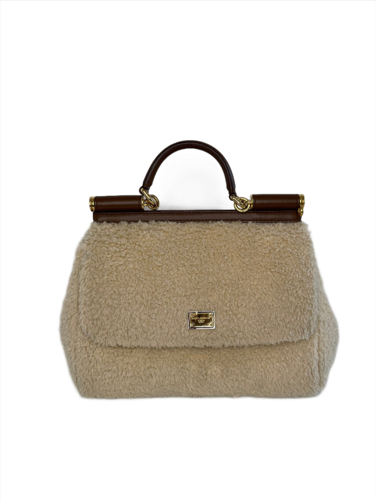 Dolce & Gabbana Large Sicily Faux Shearling Handbag