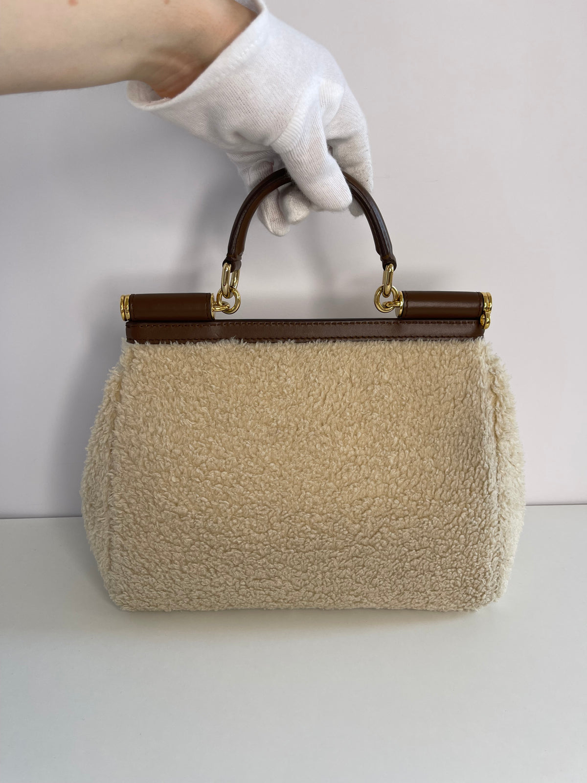 Dolce & Gabbana Large Sicily Faux Shearling Handbag