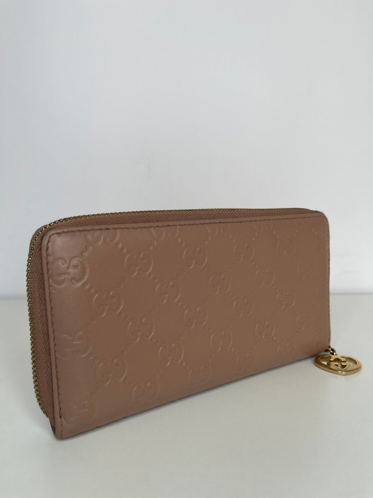 Gucci Guccissima Zip Around Wallet Beige