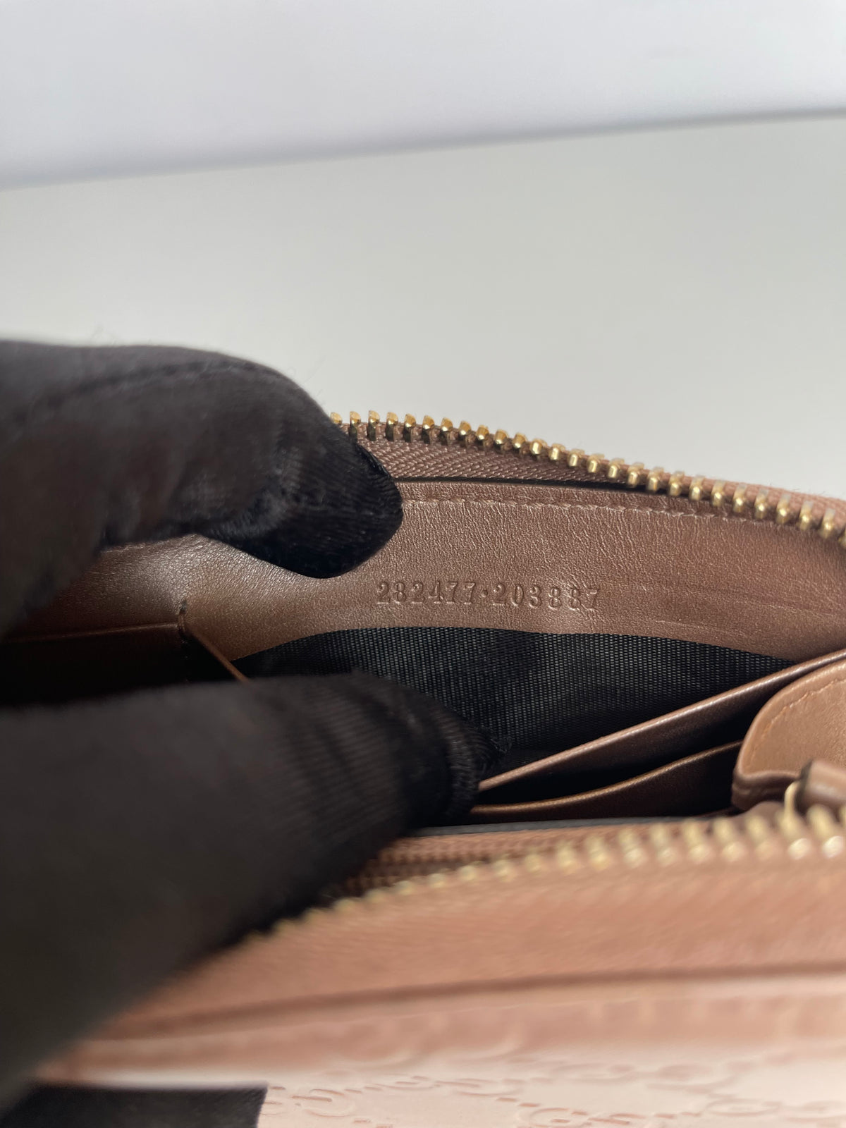 Gucci Guccissima Zip Around Wallet Beige