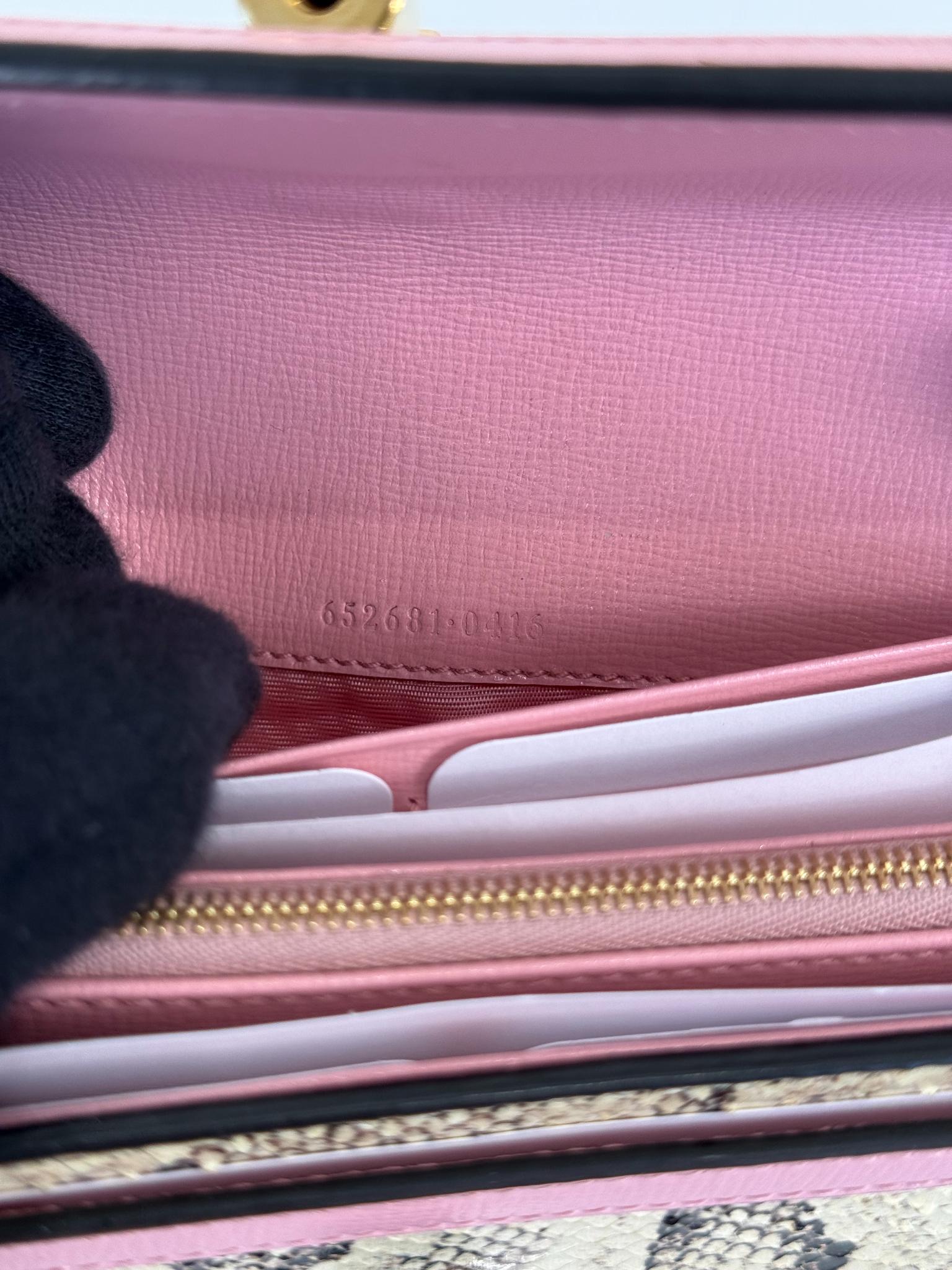 Gucci Jackie Limited Edition 1961 Pink/Multicolor Python Piston Lock Wallet on Chain