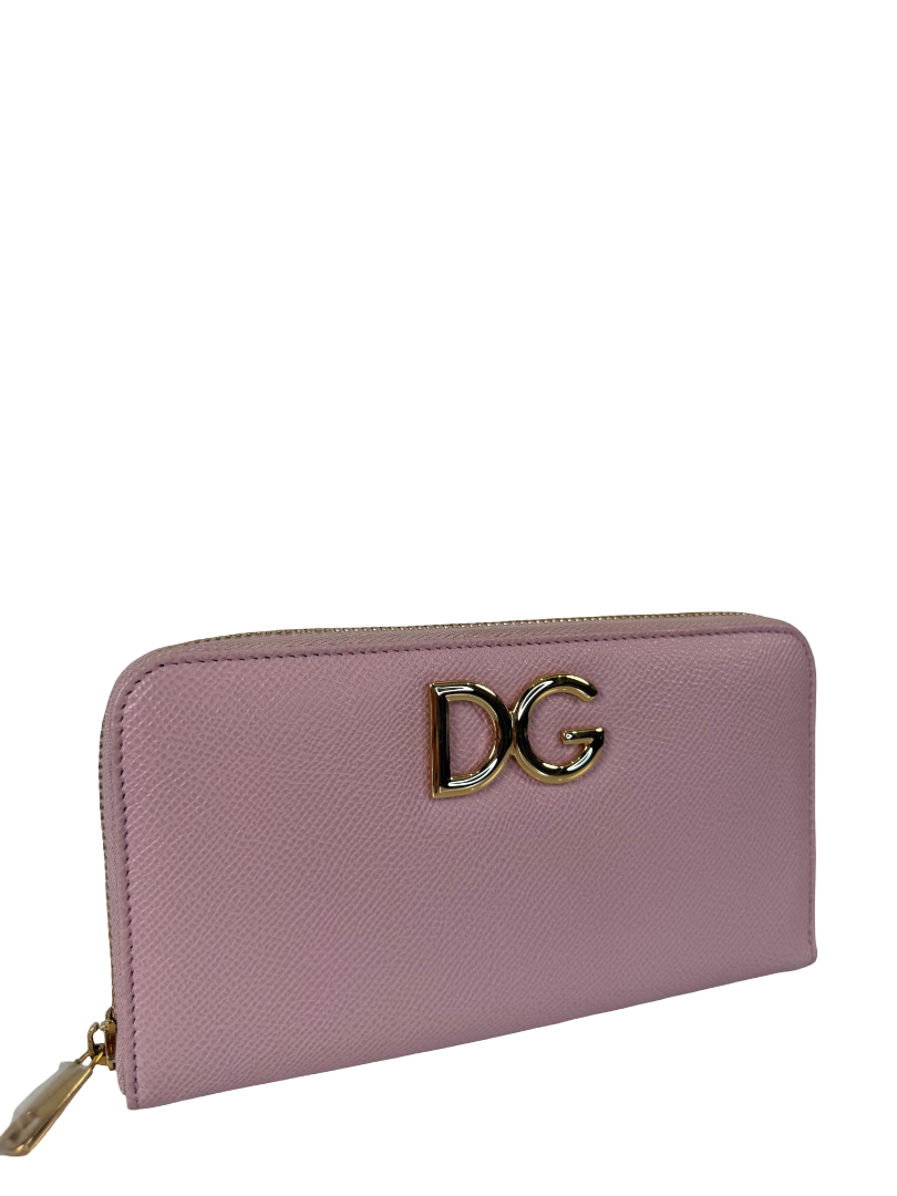 Dolce Gabbana DG Dauphine Leather Long Wallet Light Pink