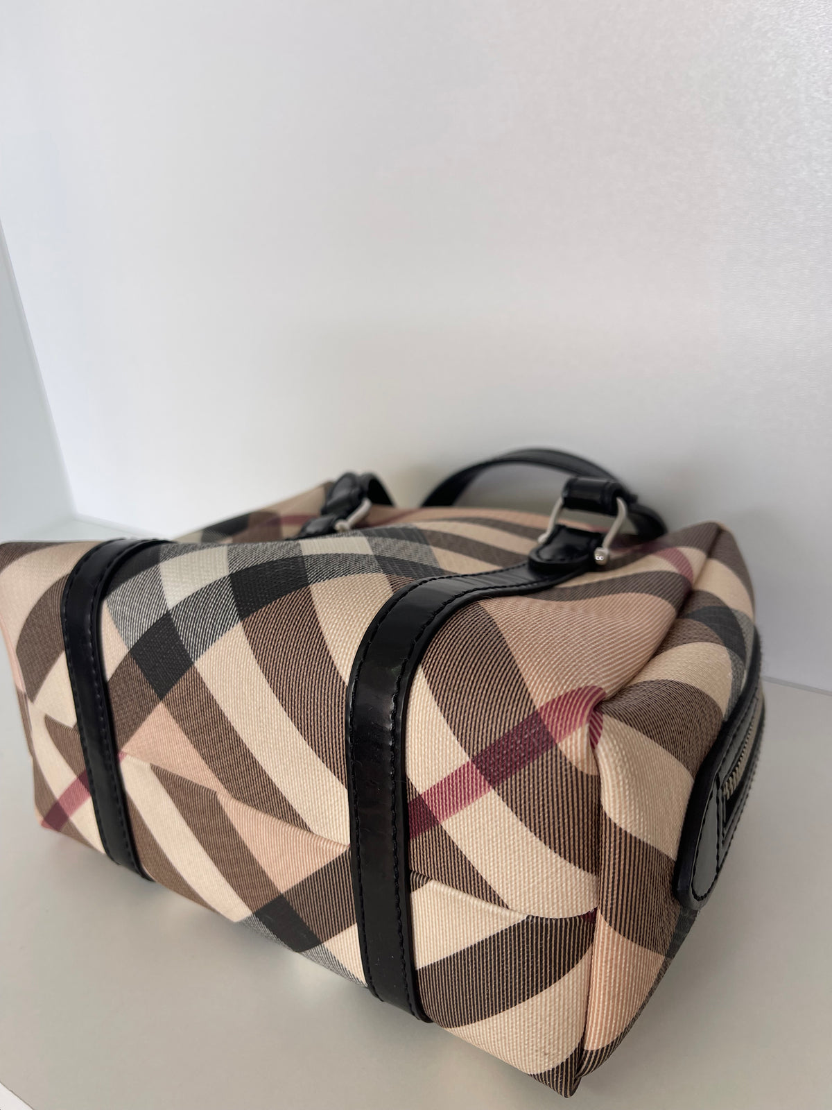 Burberry Top Handle Nova Check Canvas Mini Black