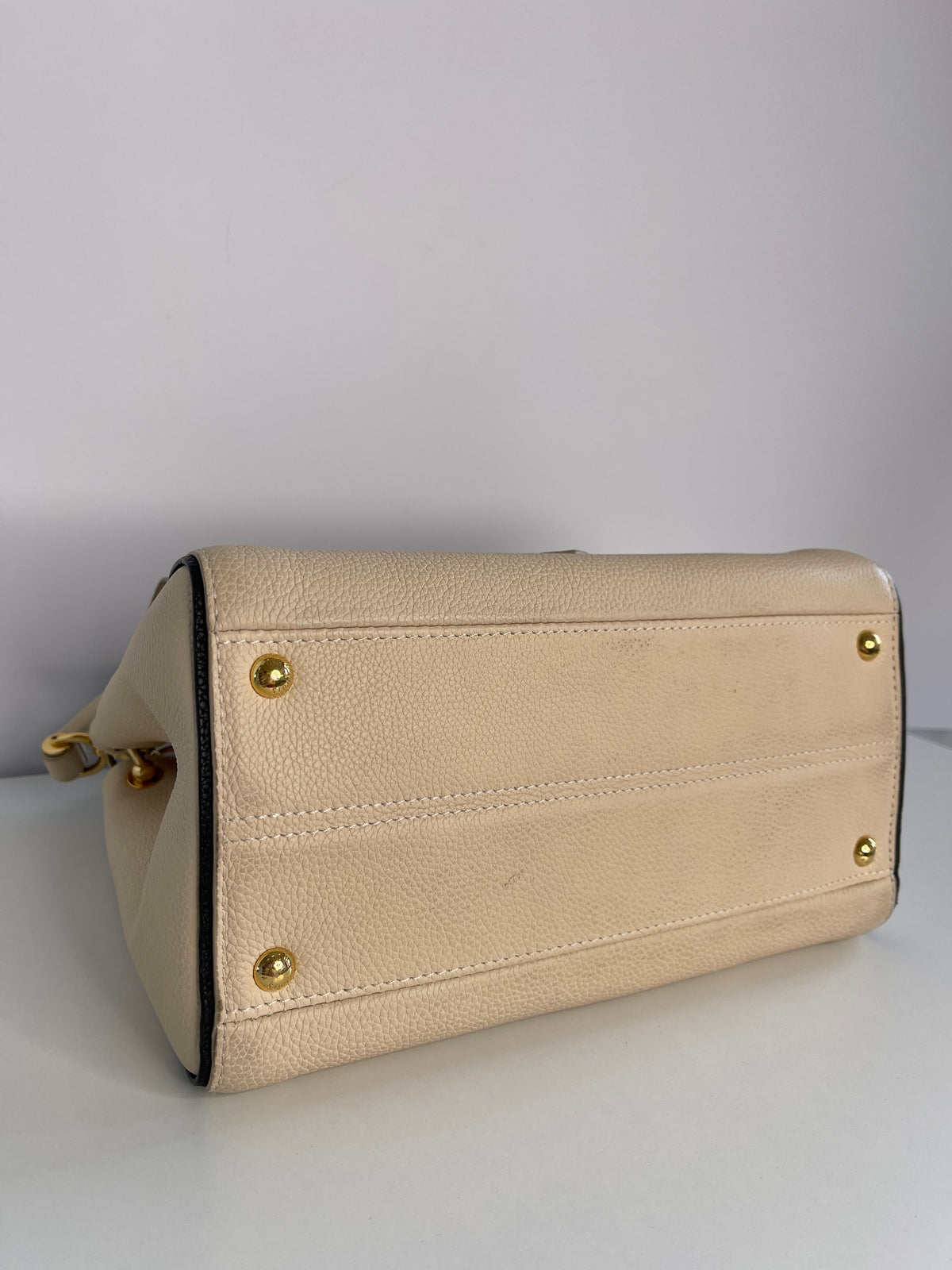 Louis Vuitton Double V Beige Leather Monogram Coated Canvas Handbag