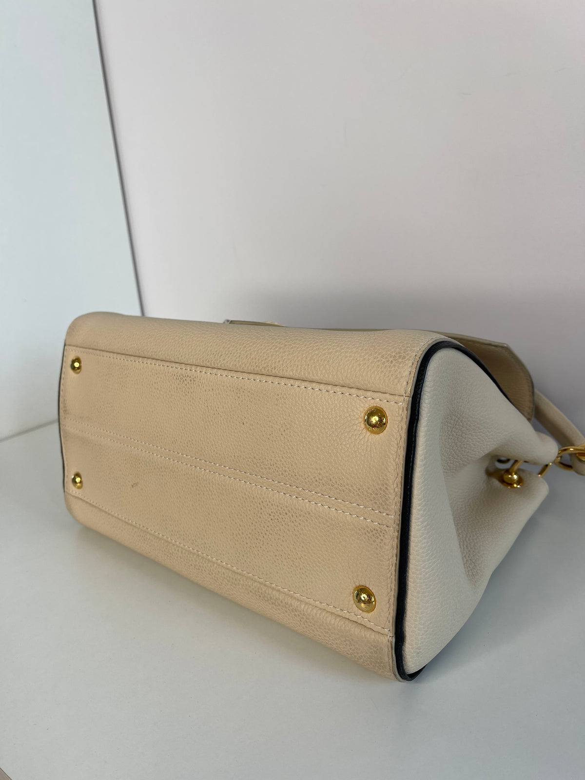 Louis Vuitton Double V Beige Leather Monogram Coated Canvas Handbag