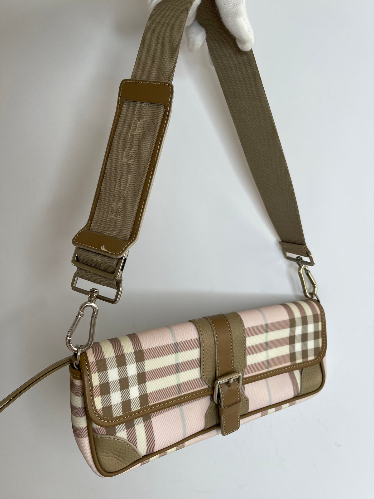 Burberry Candy Check Convertible Wristlet Clutch with Strap