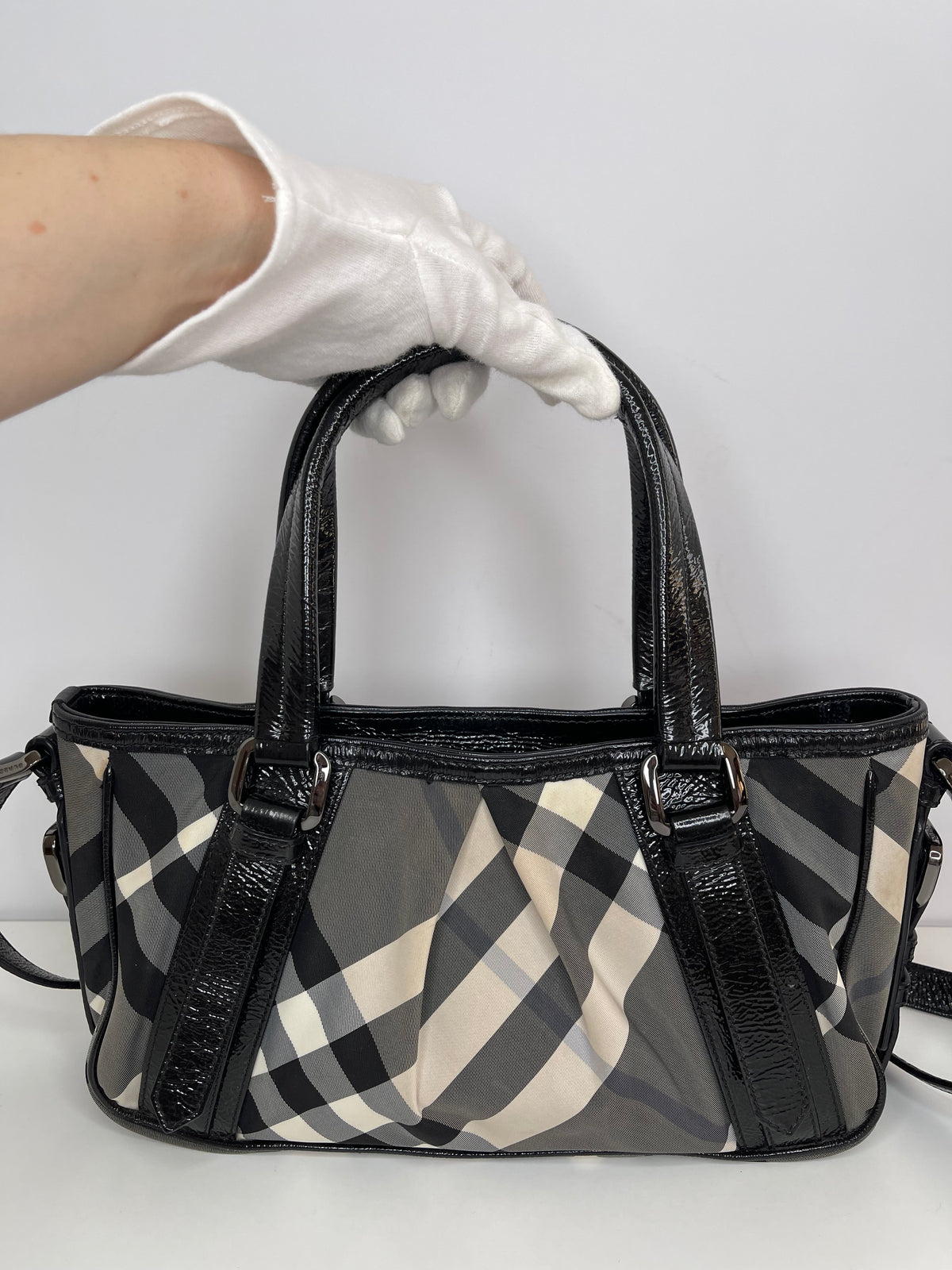 Burberry Nylon Beat Check Shoulder Bag Black