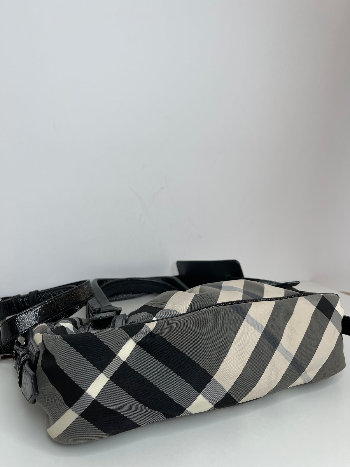 Burberry Nylon Beat Check Shoulder Bag Black