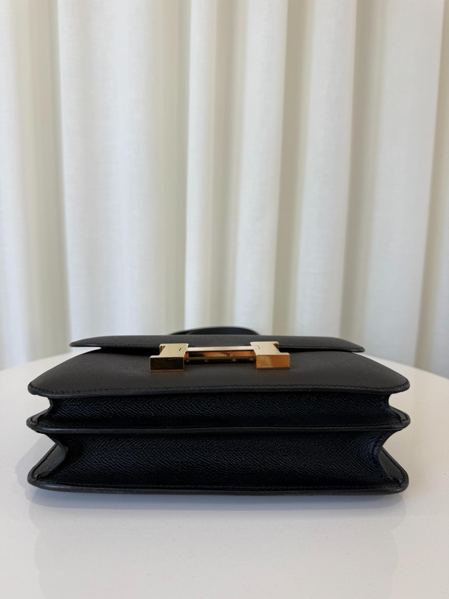 Hermès Constance 24 Black Epsom Leather Crossbody Bag GHW