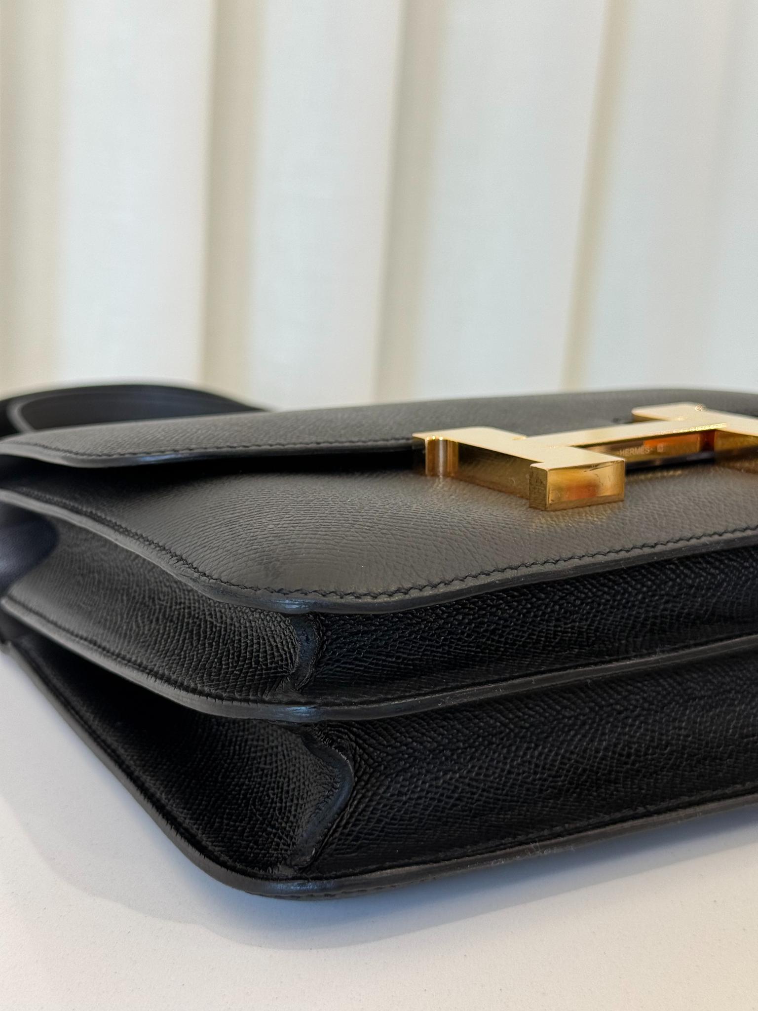 Hermès Constance 24 Black Epsom Leather Crossbody Bag GHW
