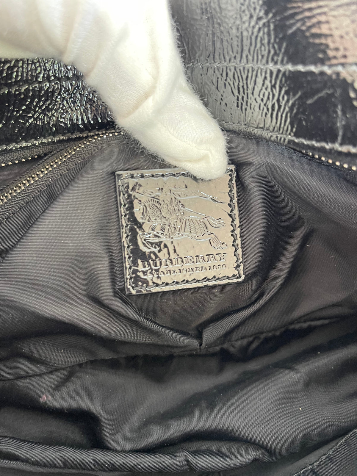 Burberry Nylon Beat Check Shoulder Bag Black