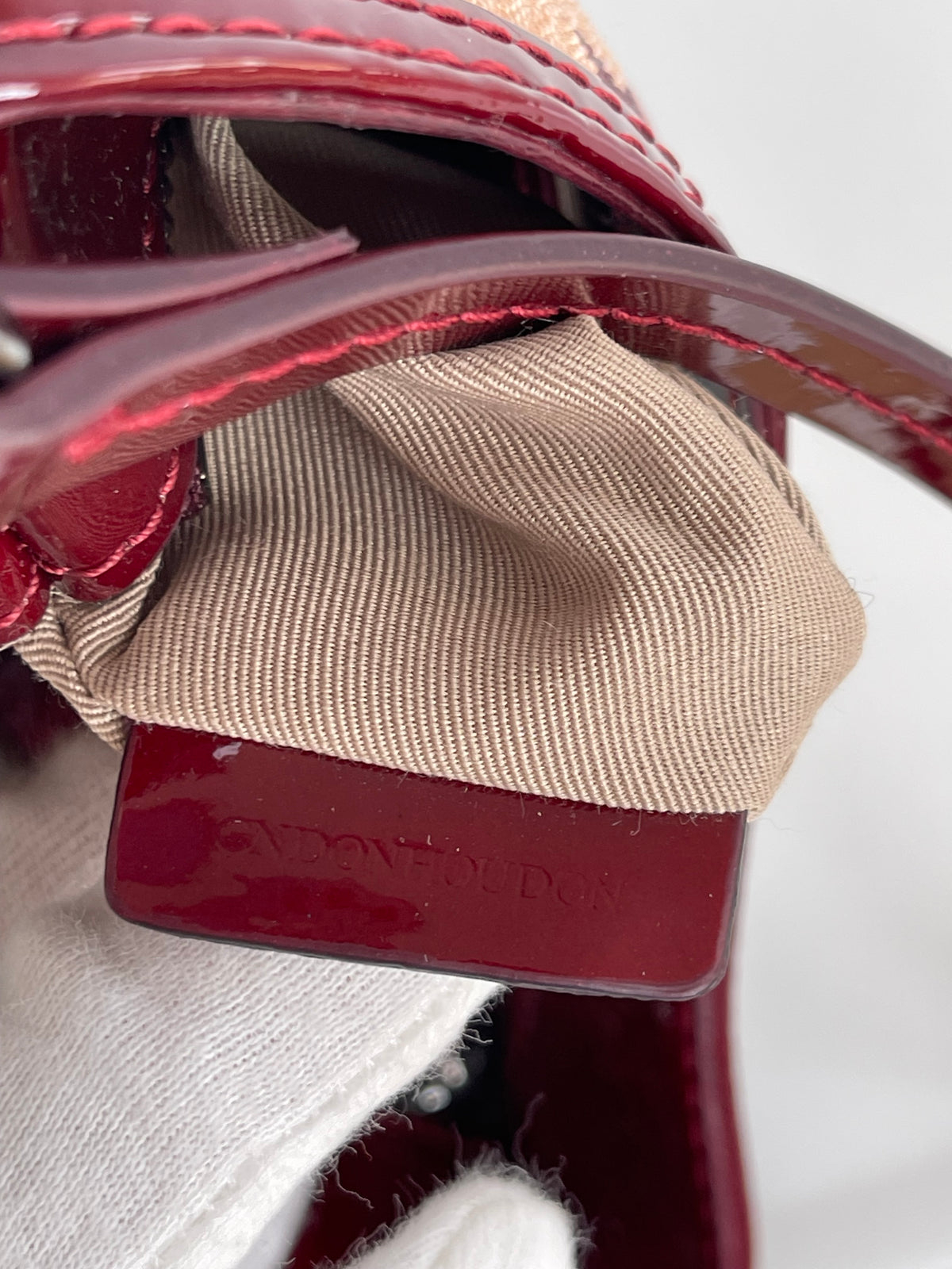 Burberry Pochette Nova Stars Mini Canvas Patent Leather Gunmetal Burgundy/Beige