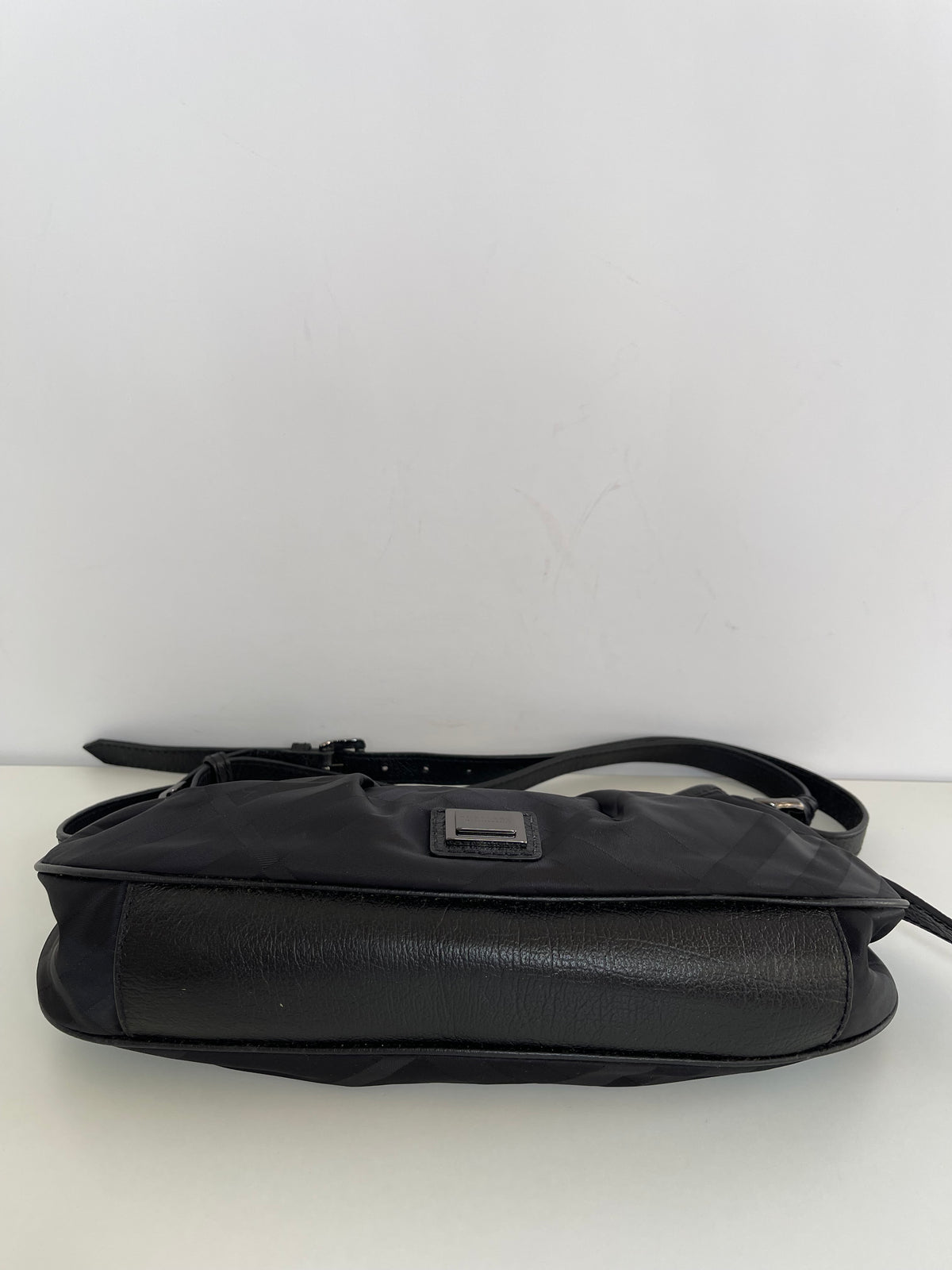 Burberry Nylon Beat Leather Trimmed Shoulder Bag