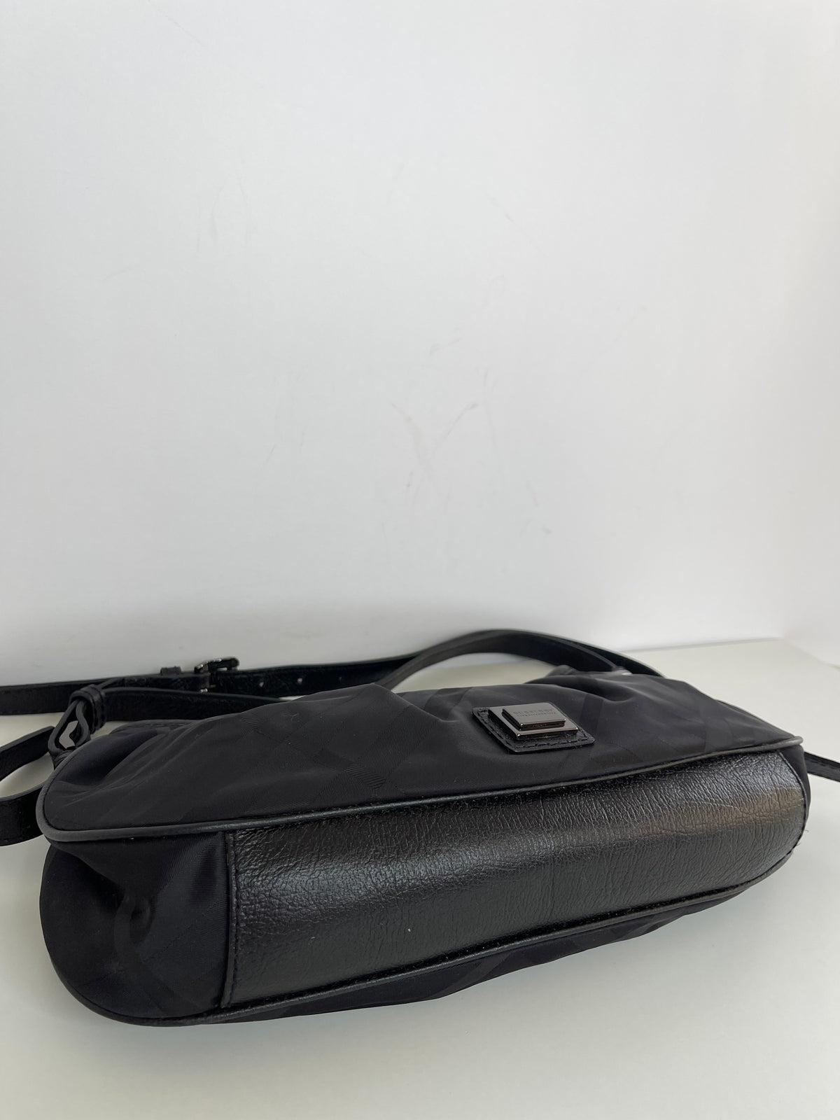 Burberry Nylon Beat Leather Trimmed Shoulder Bag