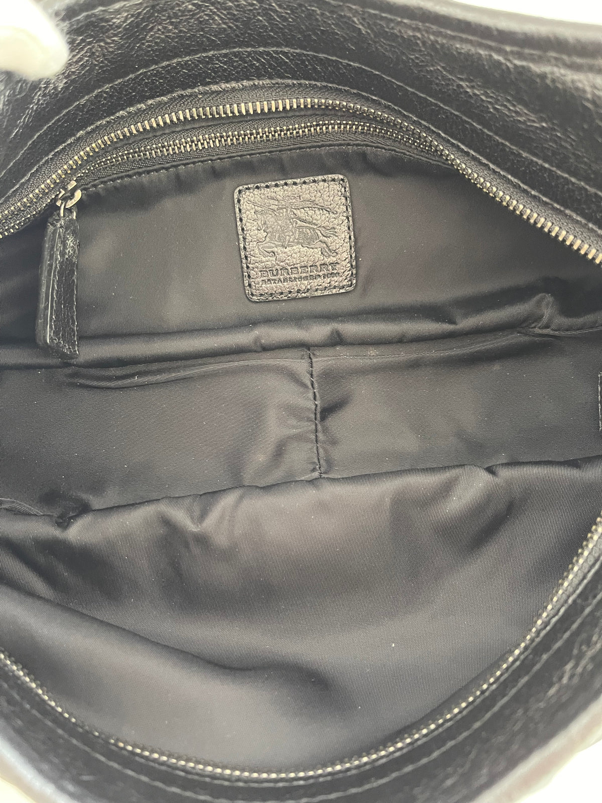 Burberry Nylon Beat Leather Trimmed Shoulder Bag