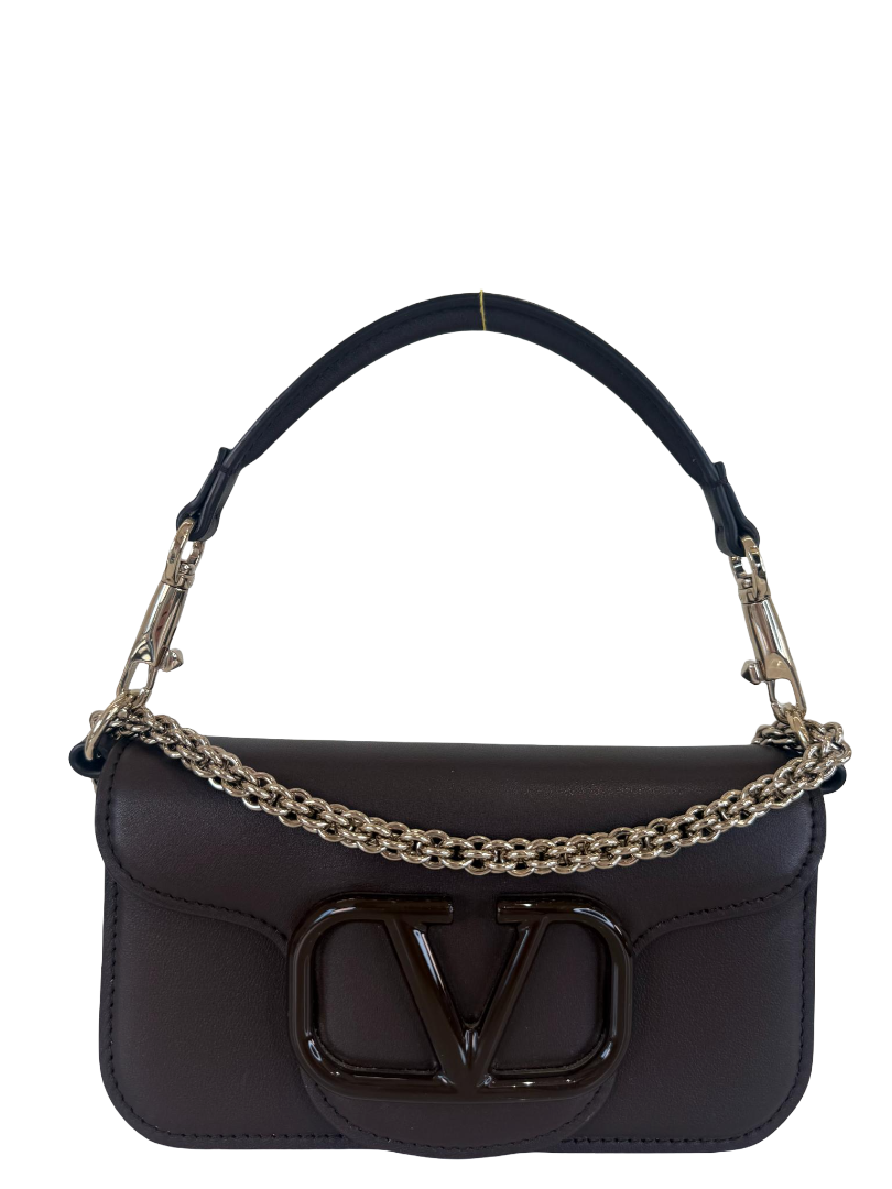 Valentino Garavagni Small Locò Brown Calfskin Shoulder Bag