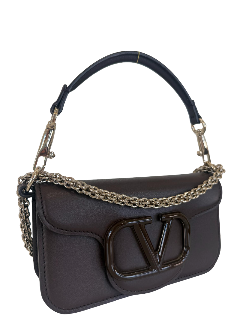 Valentino Garavagni Small Locò Brown Calfskin Shoulder Bag