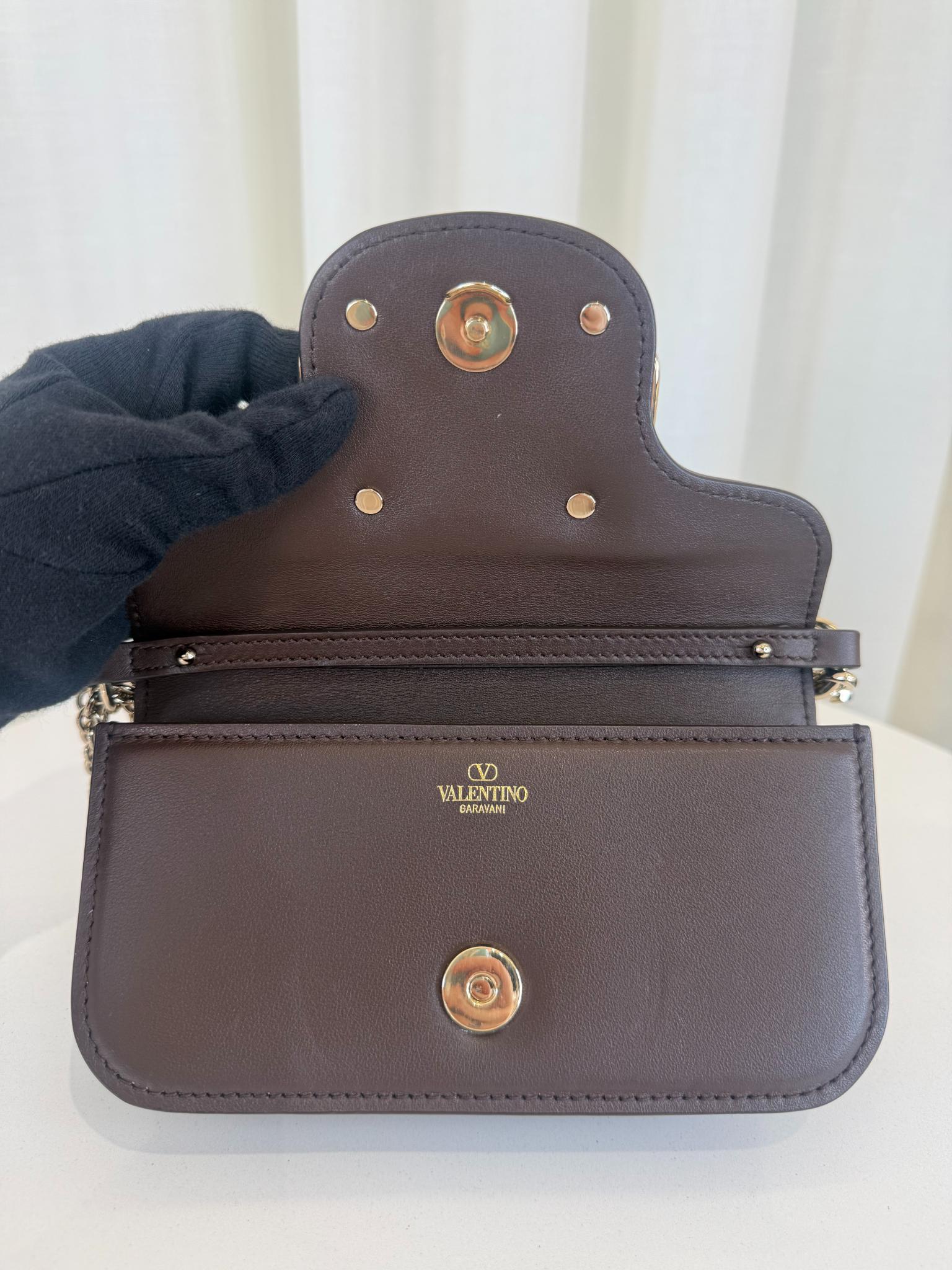 Valentino Garavagni Small Locò Brown Calfskin Shoulder Bag