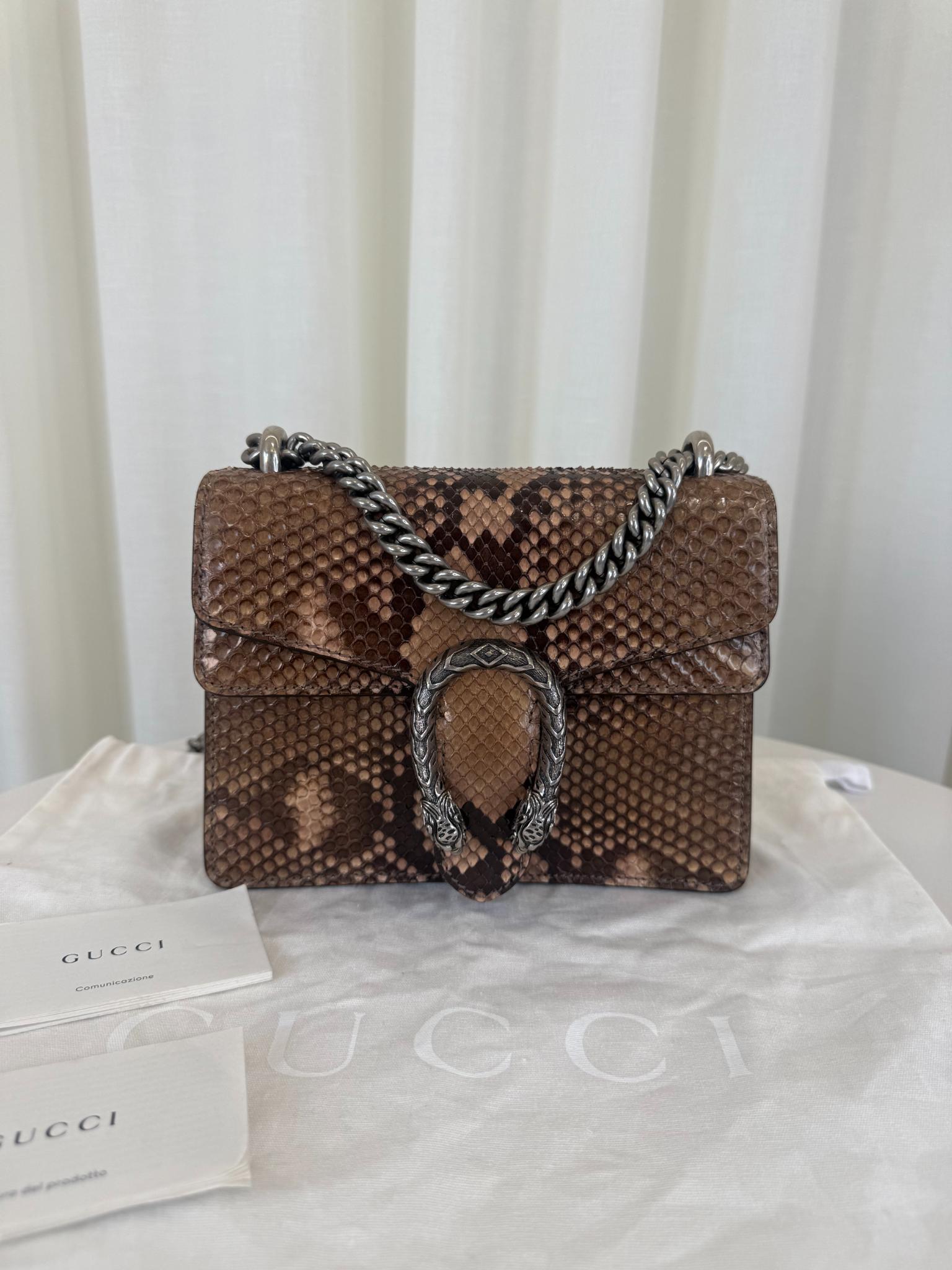 Gucci Mini Dionysus Brown Snakeskin Shoulder Bag