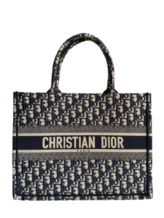 Christian Dior Medium Dior Book Ecru and Blue Dior Oblique