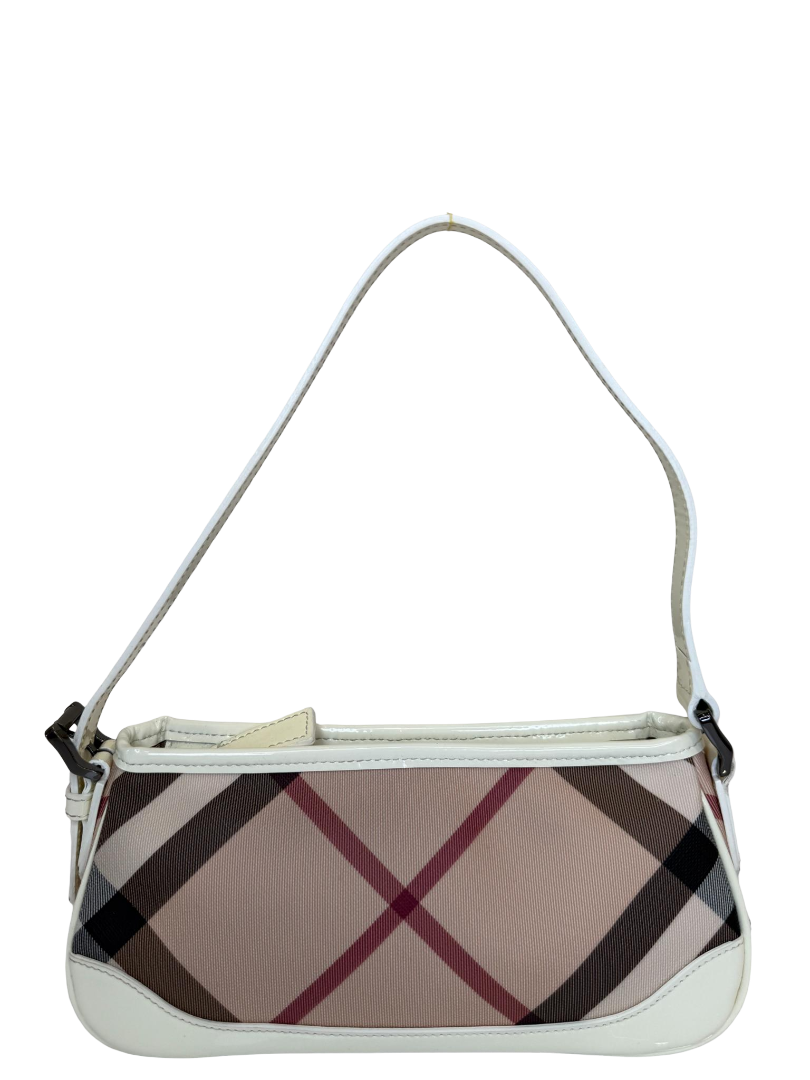 Burberry Nova Check White Patent Leather Pochette