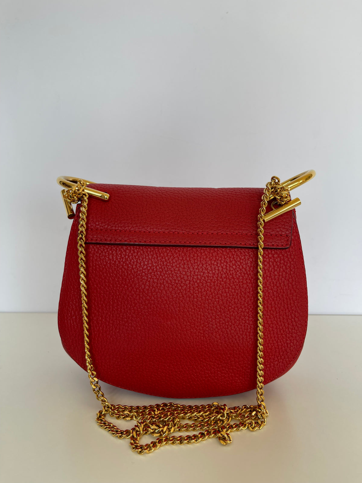 Chloe Grained Lambskin Small Drew Red Bag