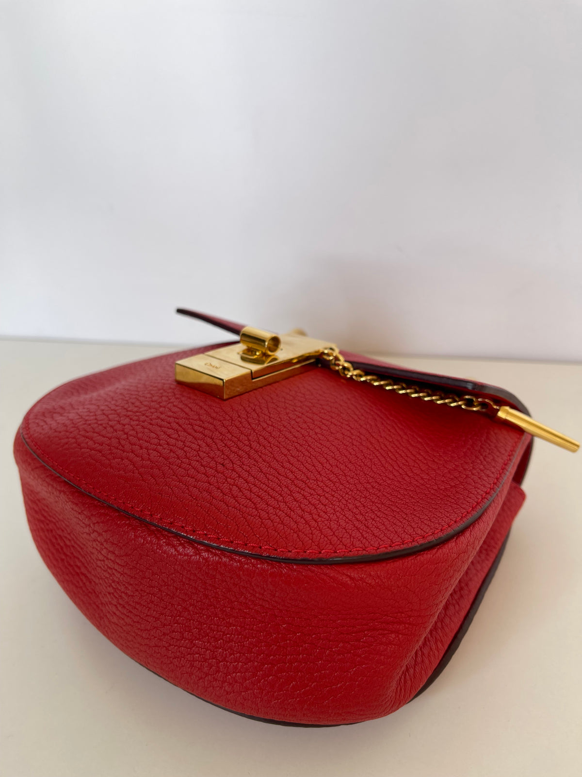 Chloe Grained Lambskin Small Drew Red Bag
