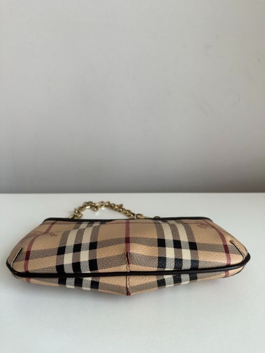 Burberry Anabel Pochette Chocolate Haymarket Check Coated Canvas