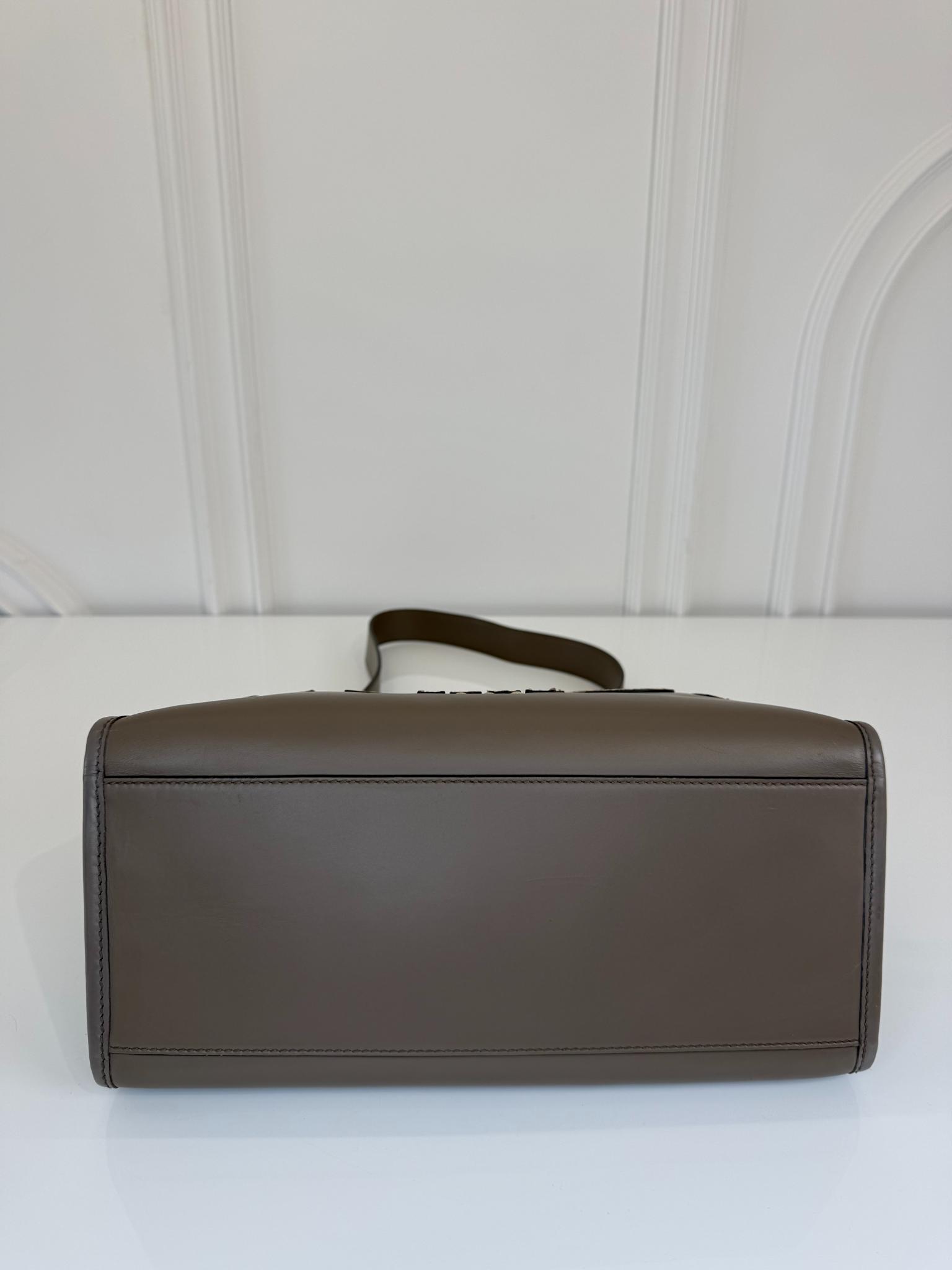 Fendi Dark Beige Leather/Snakeskin Medium Sunshine Tote Bag