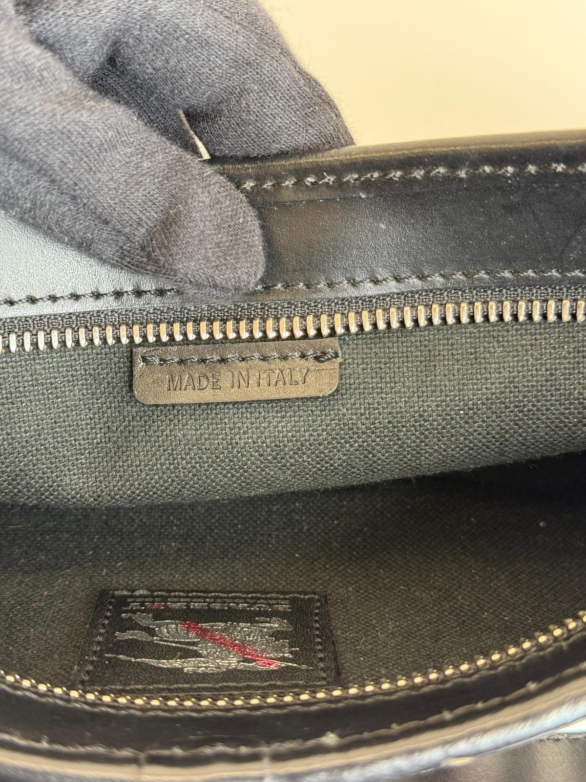 Burberry Black/Beige House Check PVC and Leather Pochette Bag