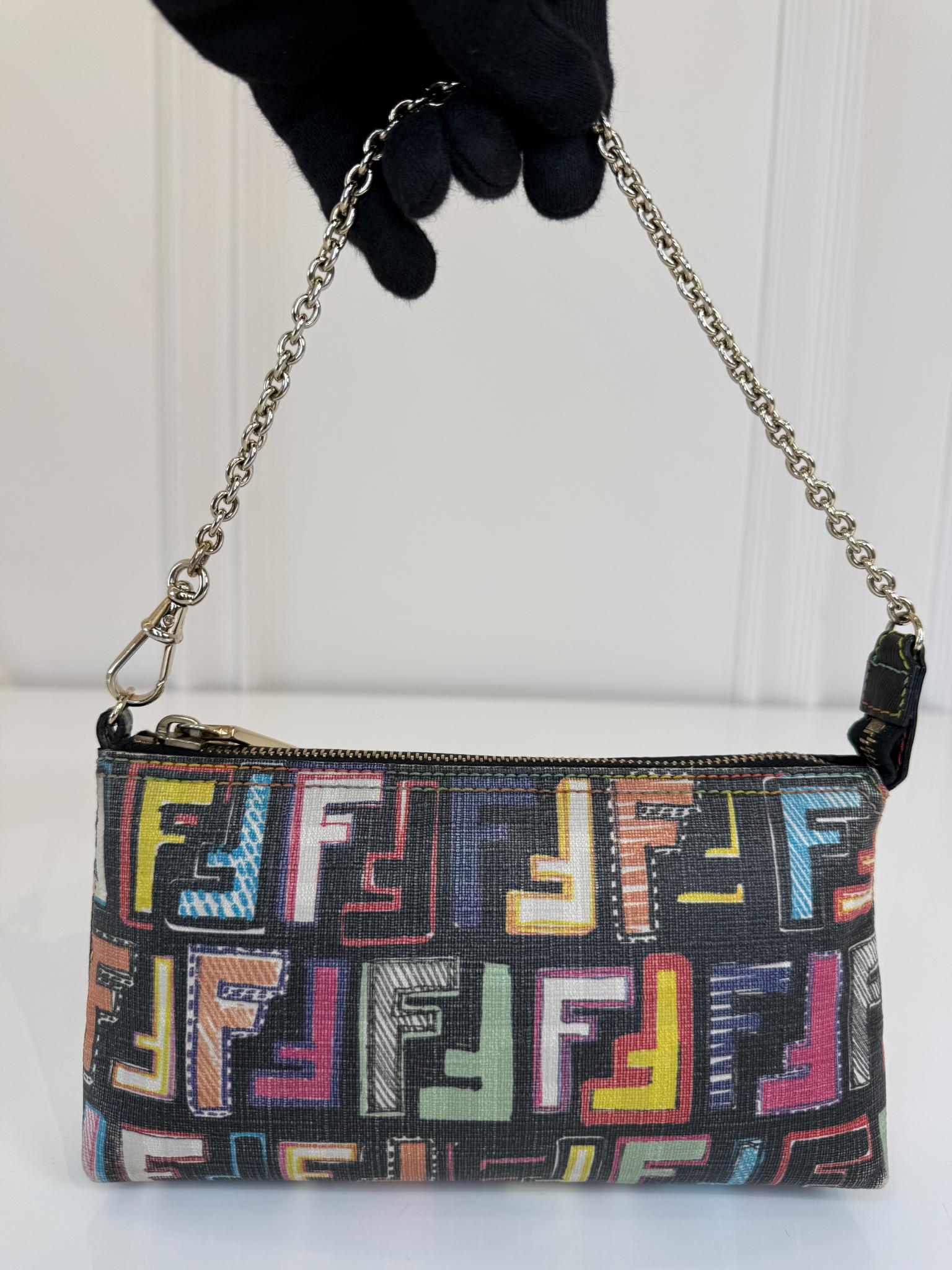 Fendi FF Zucca Multicolor Canvas Pochette