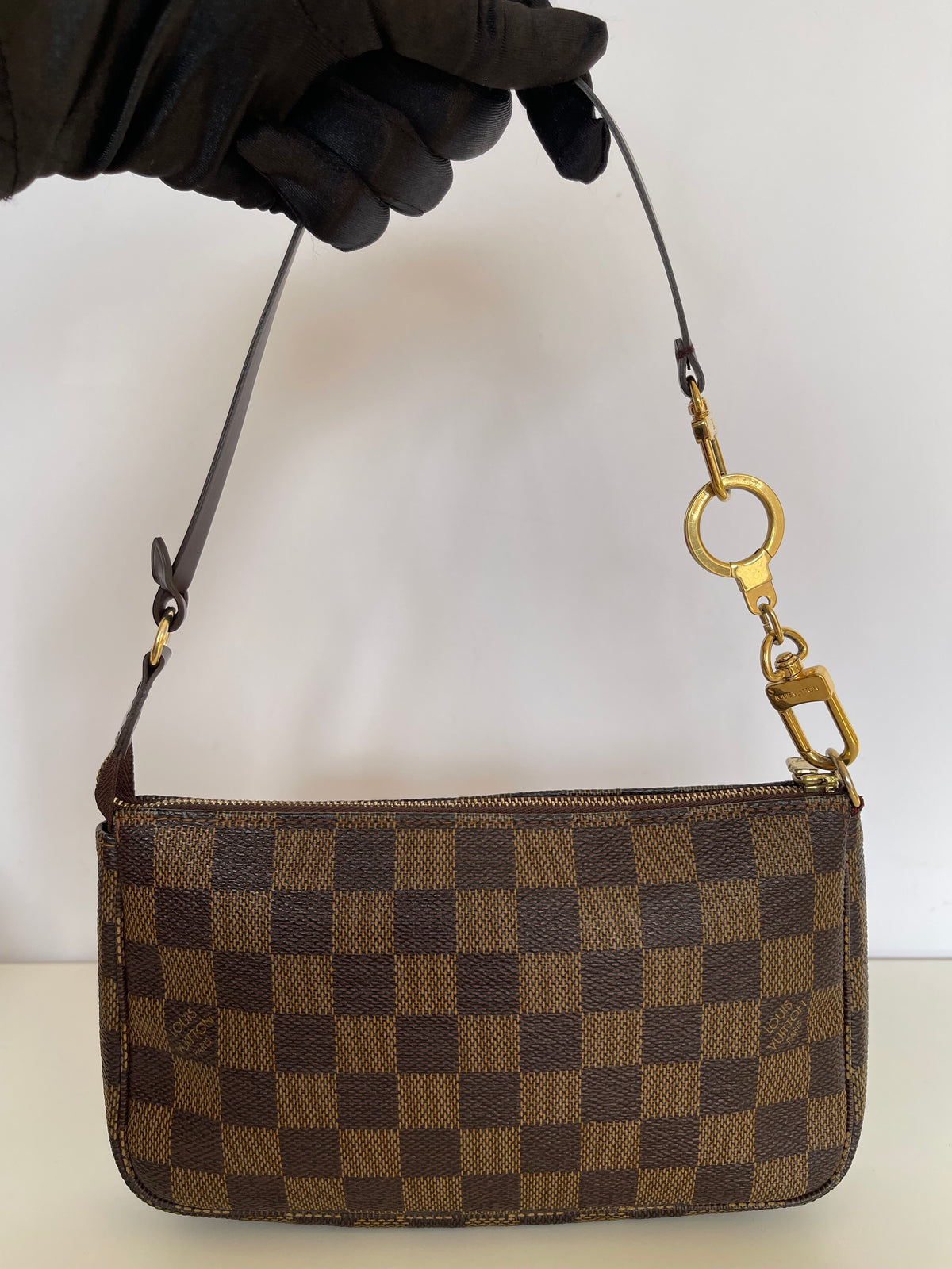 Louis Vuitton Pochette Accessories Damier Ebene Canvas with Extender Key Ring