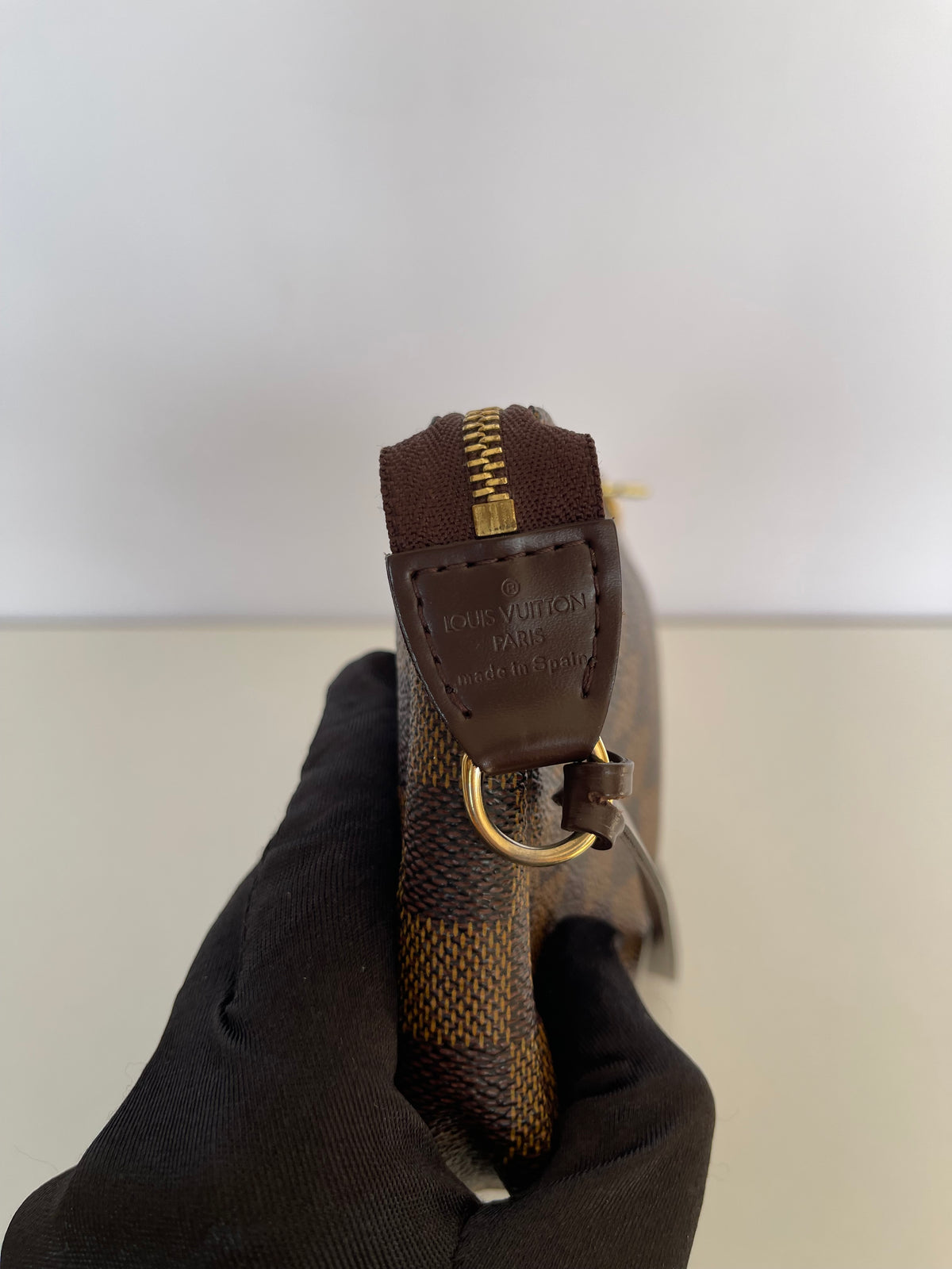 Louis Vuitton Pochette Accessories Damier Ebene Canvas with Extender Key Ring