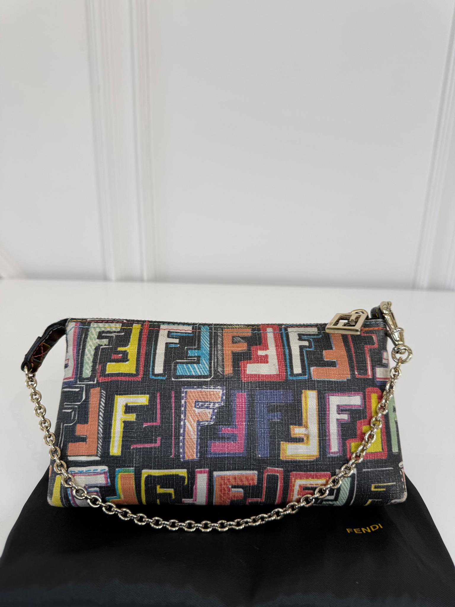 Fendi FF Zucca Multicolor Canvas Pochette