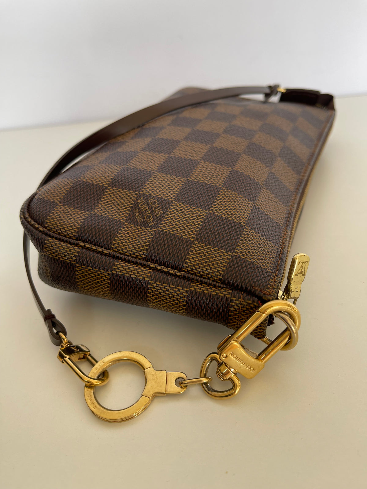 Louis Vuitton Pochette Accessories Damier Ebene Canvas with Extender Key Ring