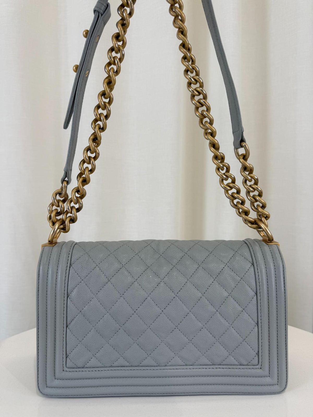 Chanel Caviar Quilted Medium Boy Flap Light Grey