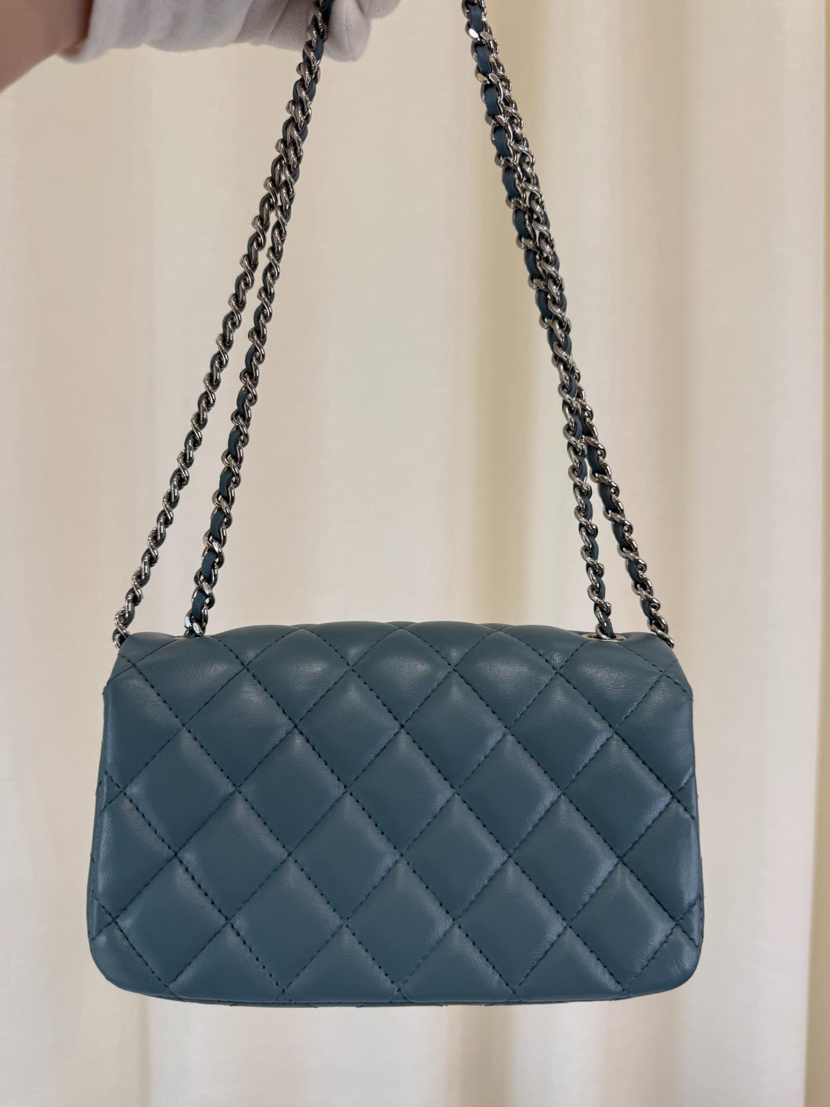 Chanel Blue Quilted Lambskin Mini Rectangular Classic Flap Bag