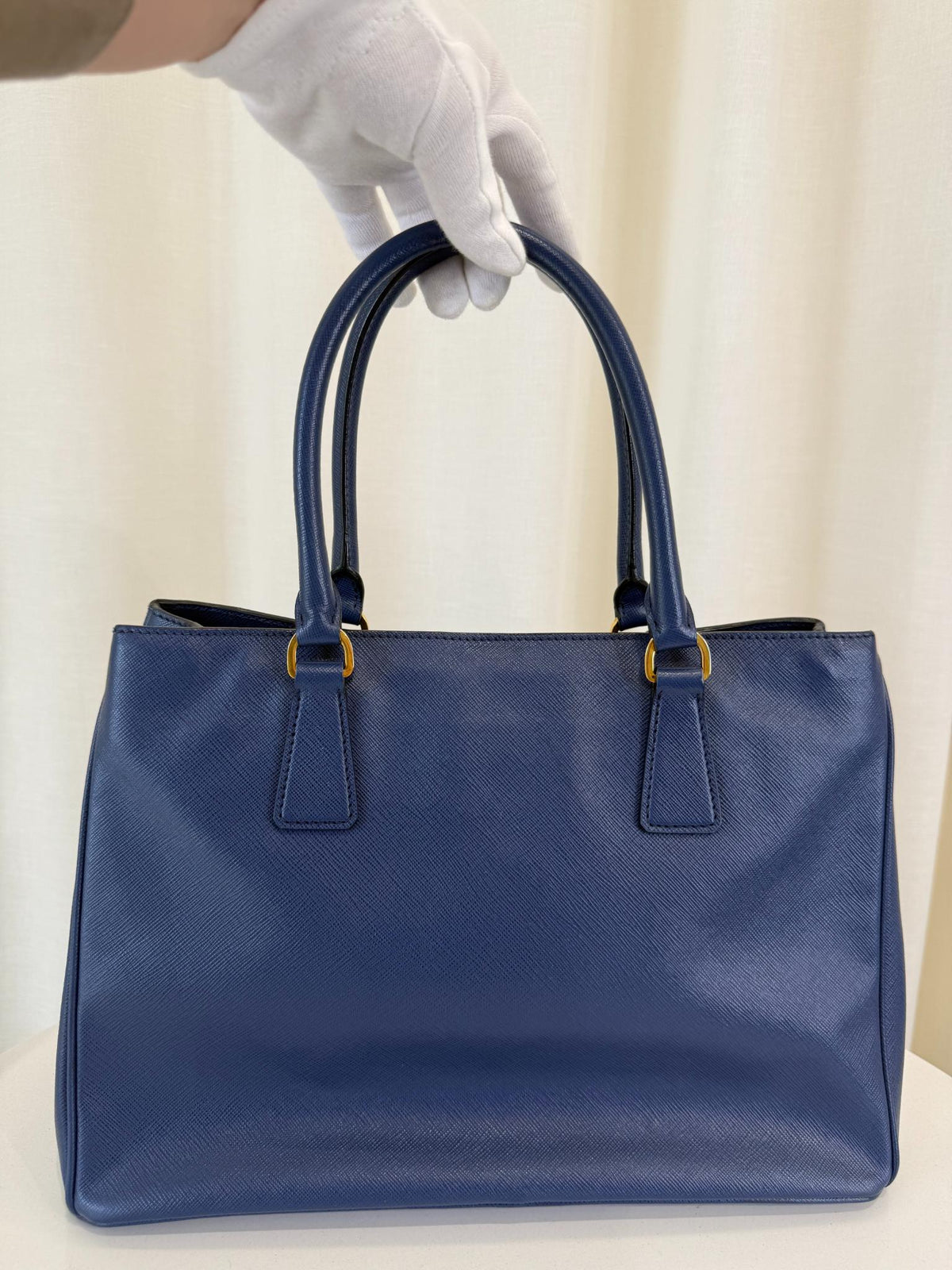 Prada Galleria Blue Saffiano Leather Medium Double Zip Tote Bag