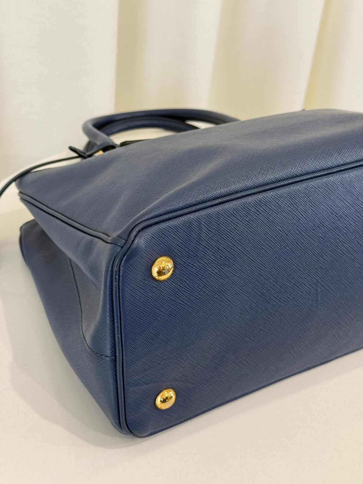 Prada Galleria Blue Saffiano Leather Medium Double Zip Tote Bag