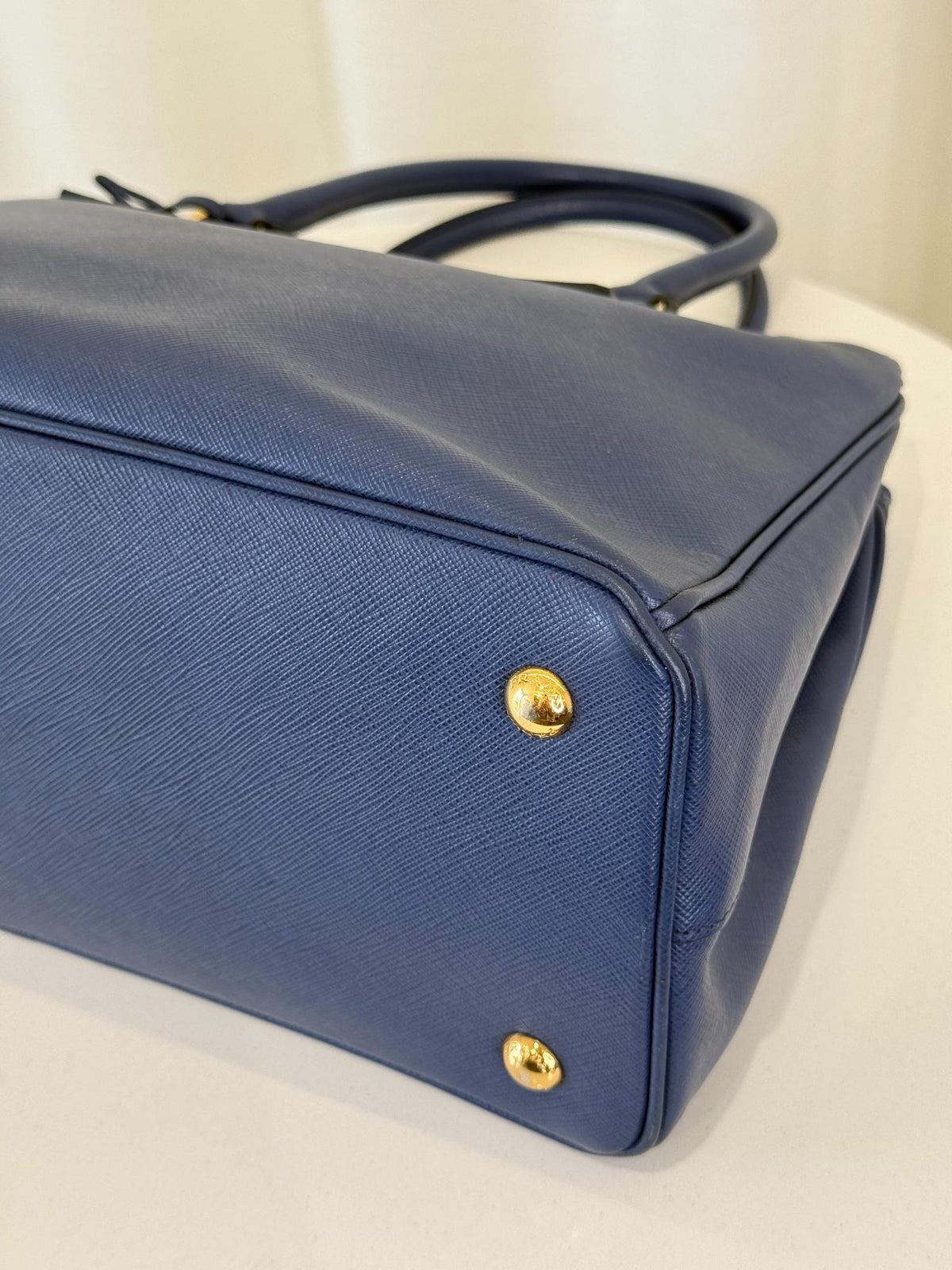 Prada Galleria Blue Saffiano Leather Medium Double Zip Tote Bag