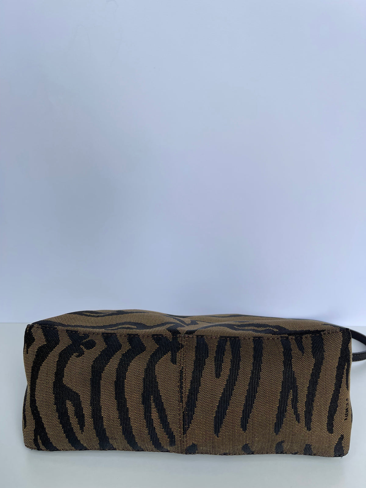 Fendi Brown Zebra Print Canvas Vintage Baguette