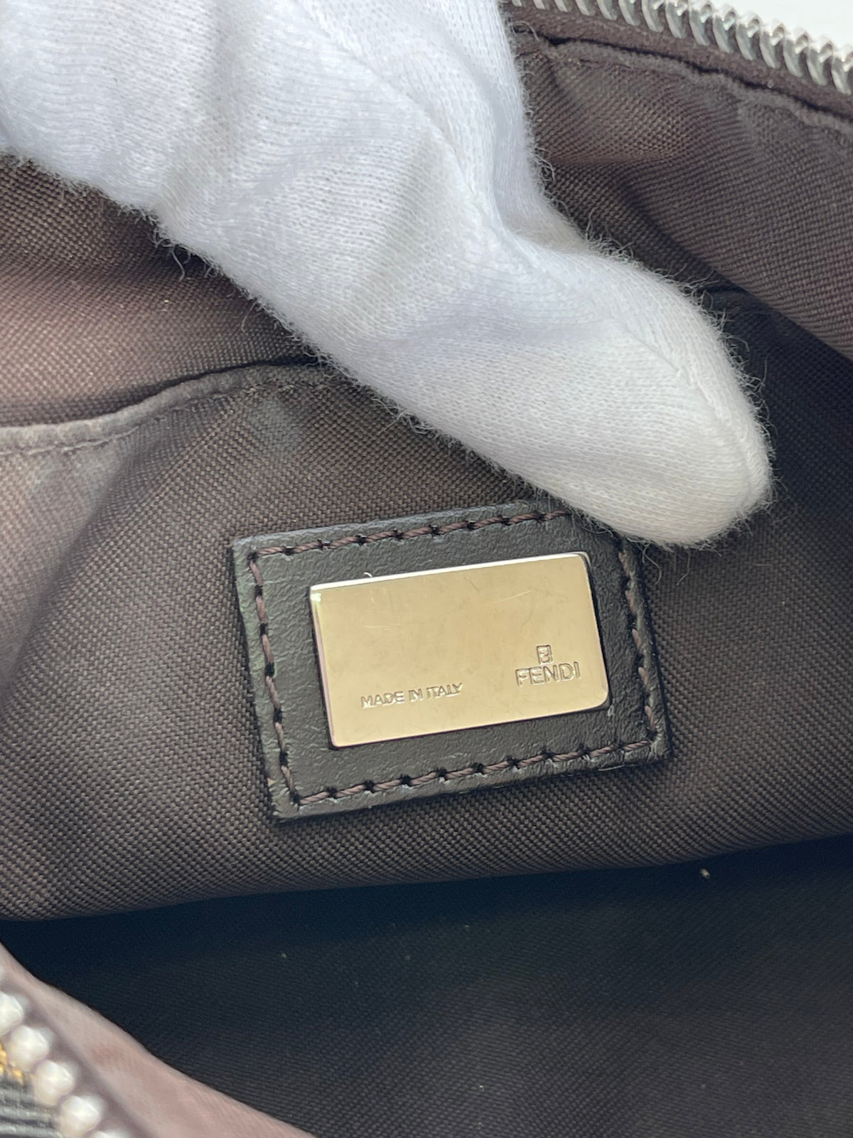 Fendi Brown Zebra Print Canvas Vintage Baguette