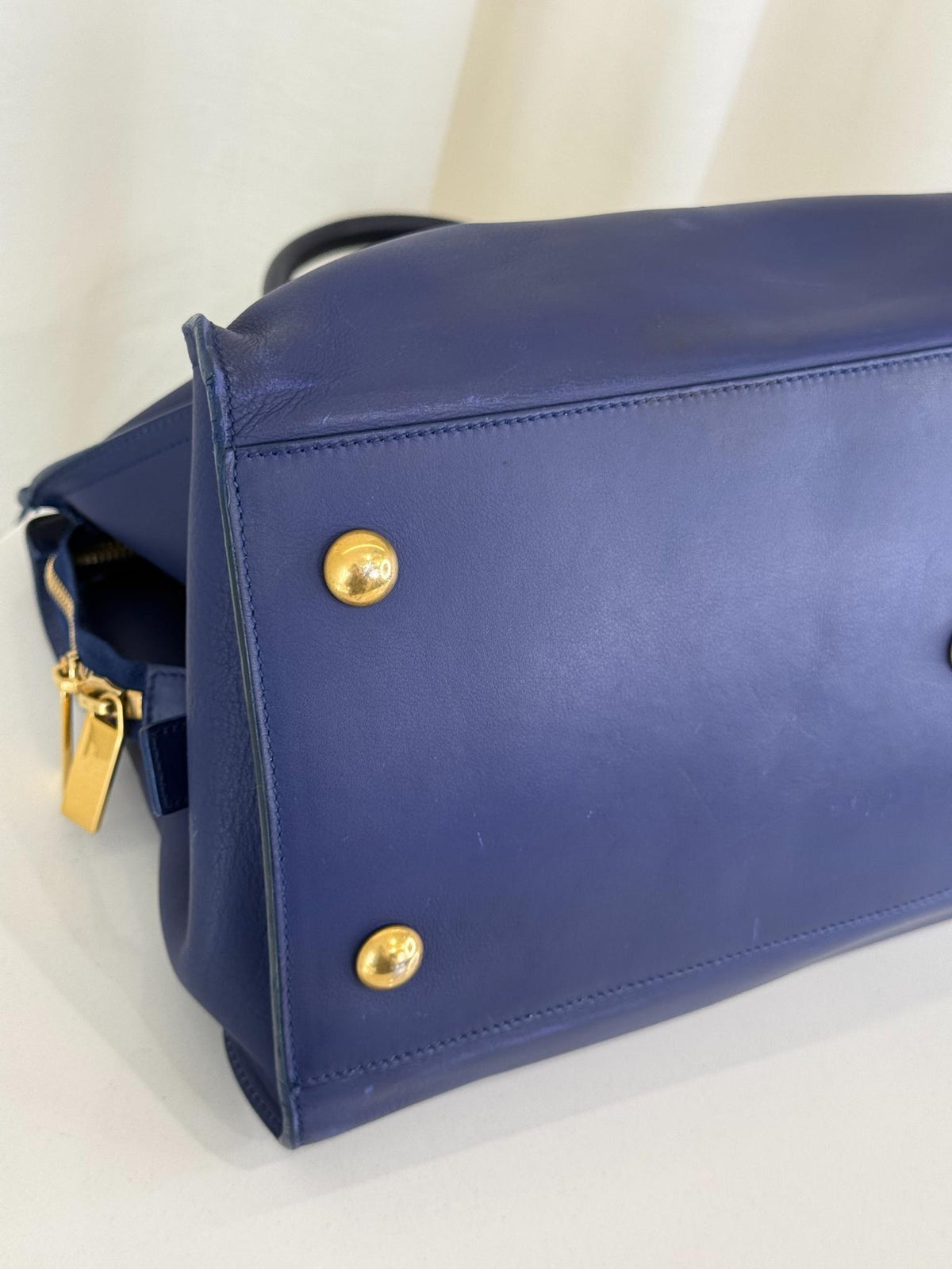 Saint Laurent Blue Smooth Calfskin Leather Cabas Classic Y Bag